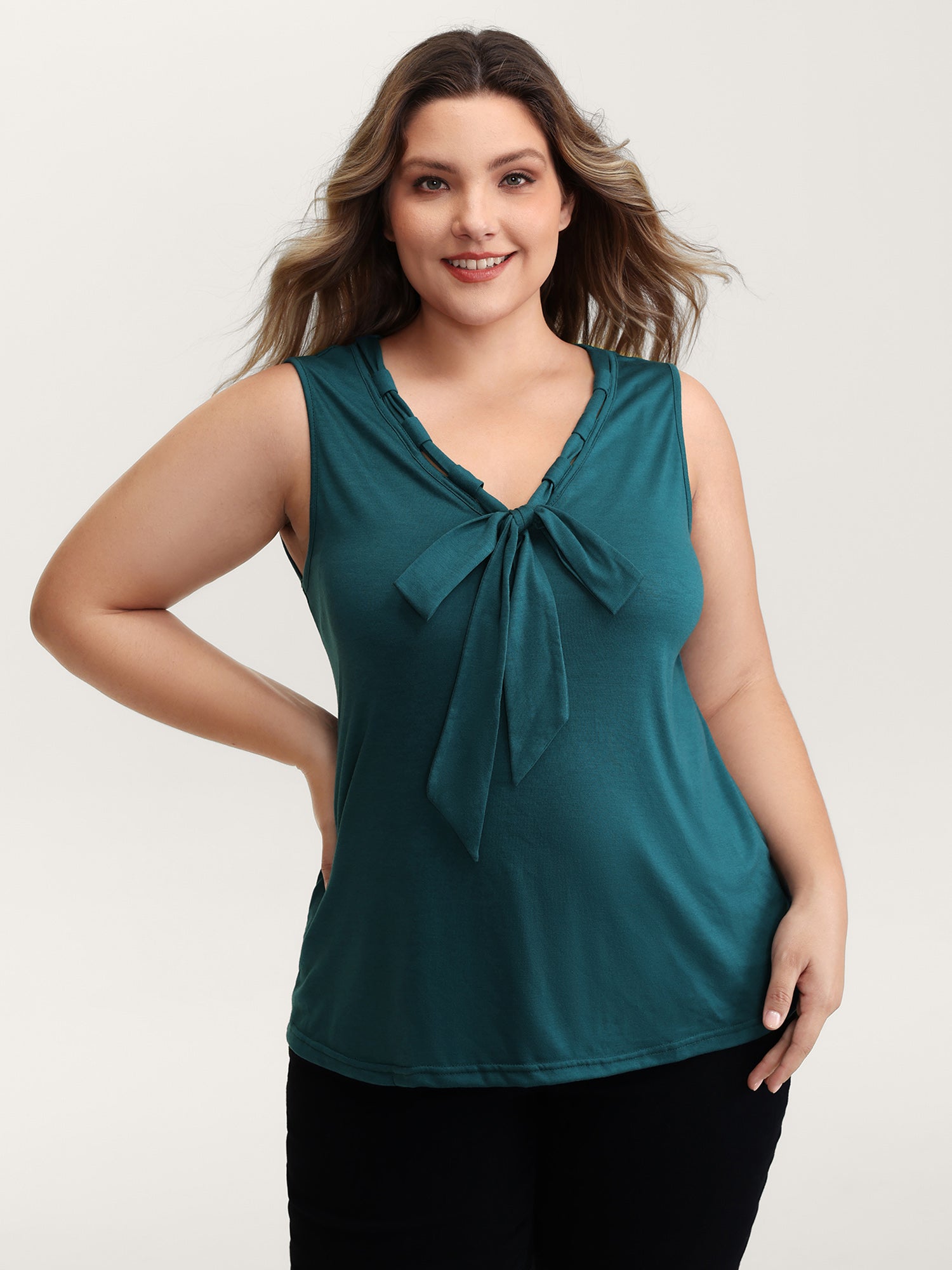 Supersoft Stretchy Bowknot Neckline Tank Top