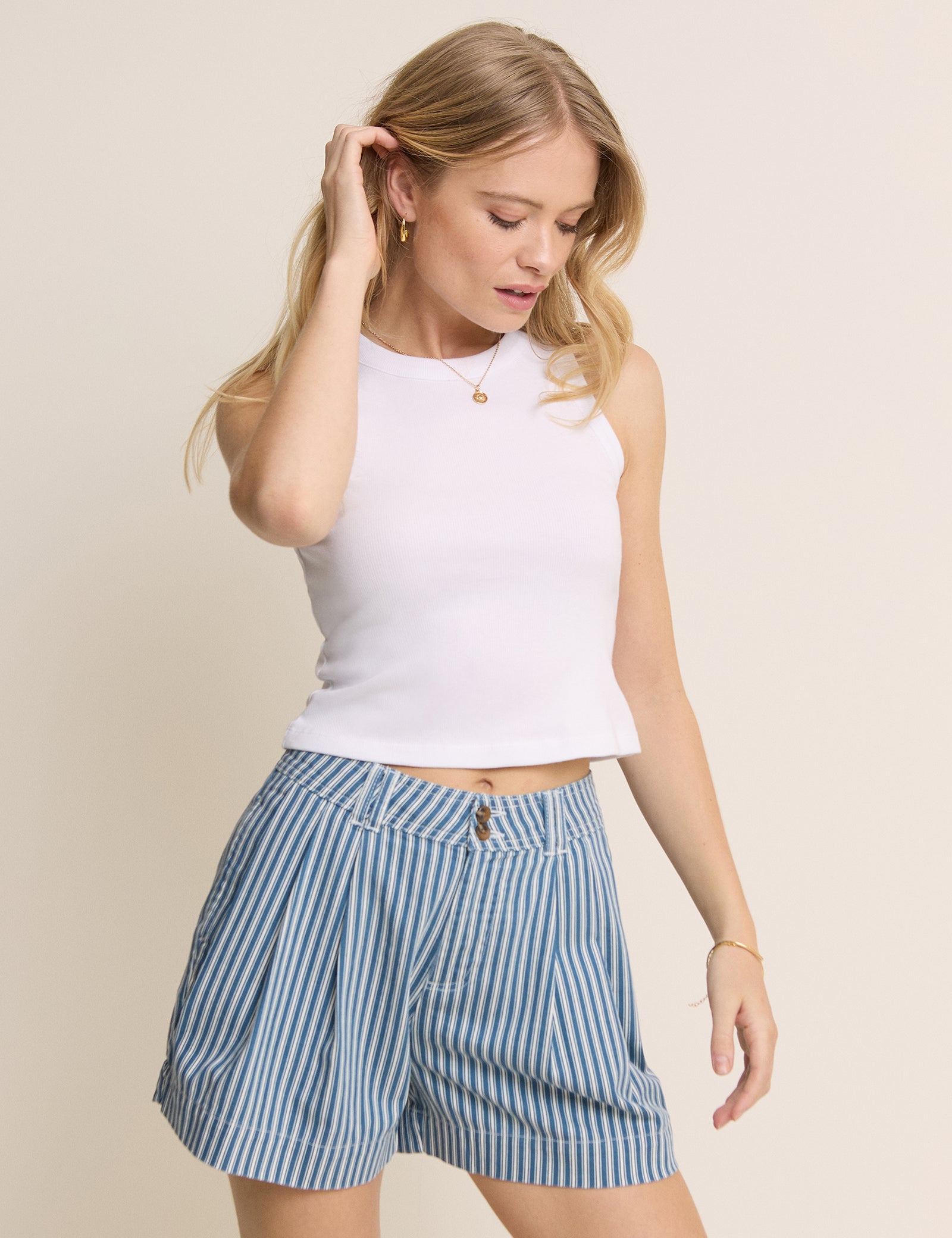 Blue Striped Albie Twill Short