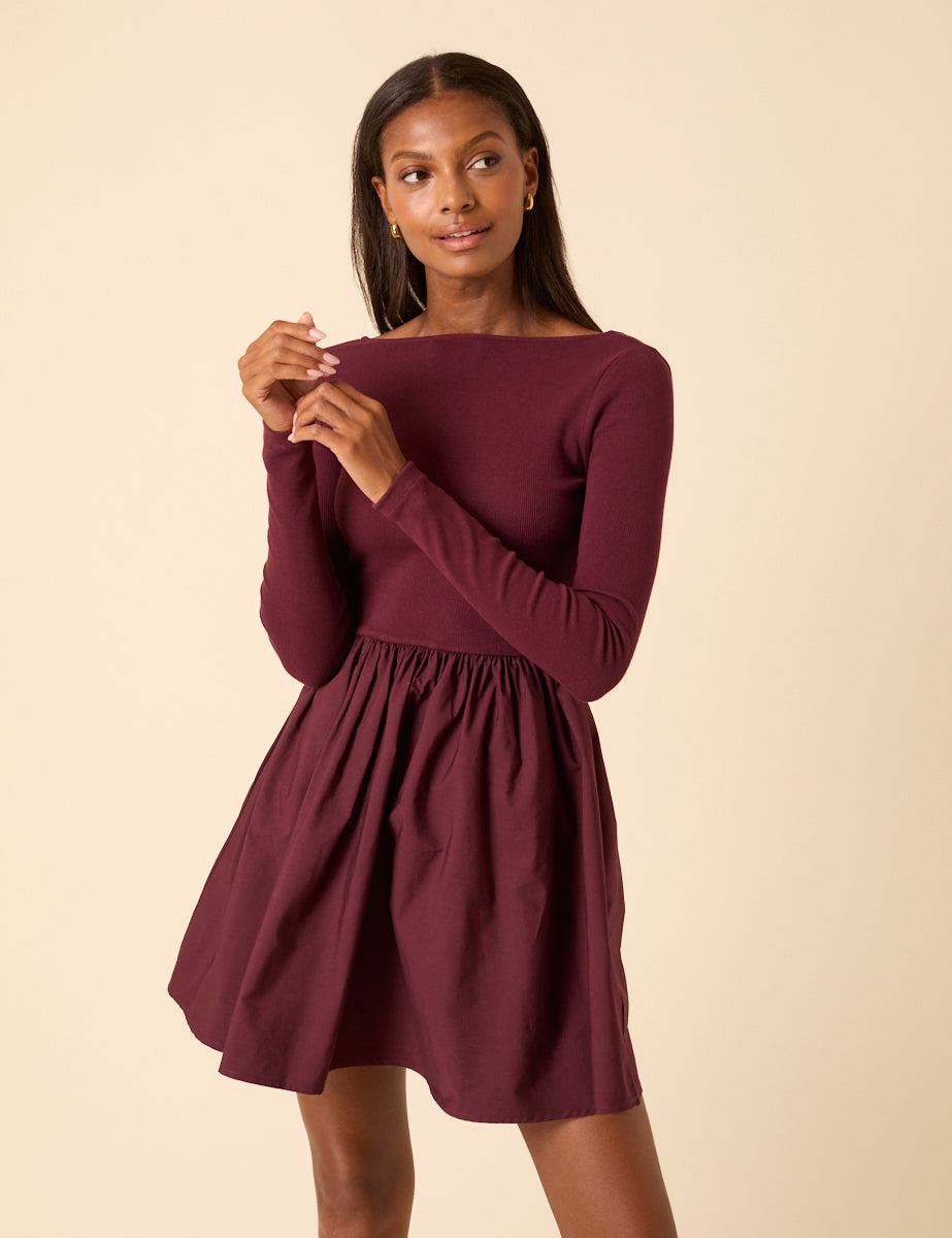 Purple Scoop Neck A-Line Mini Dress