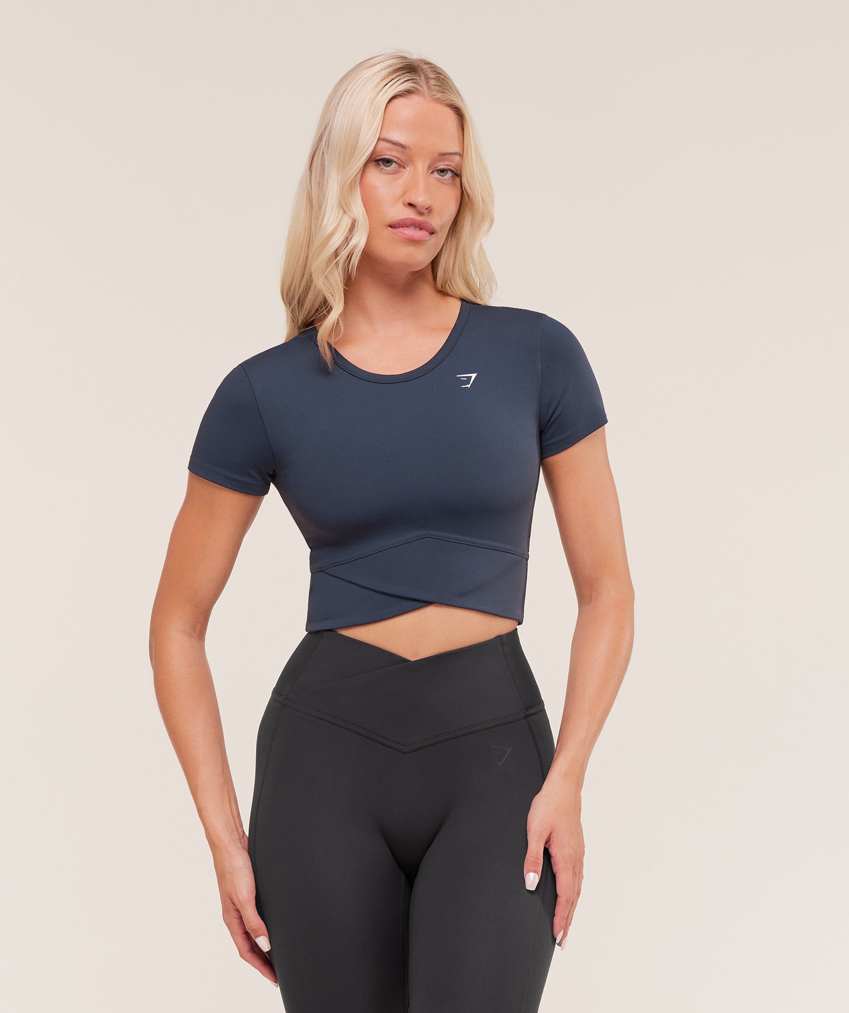 Gymshark Crossover Midi Top with Shelf - Heavy Blue