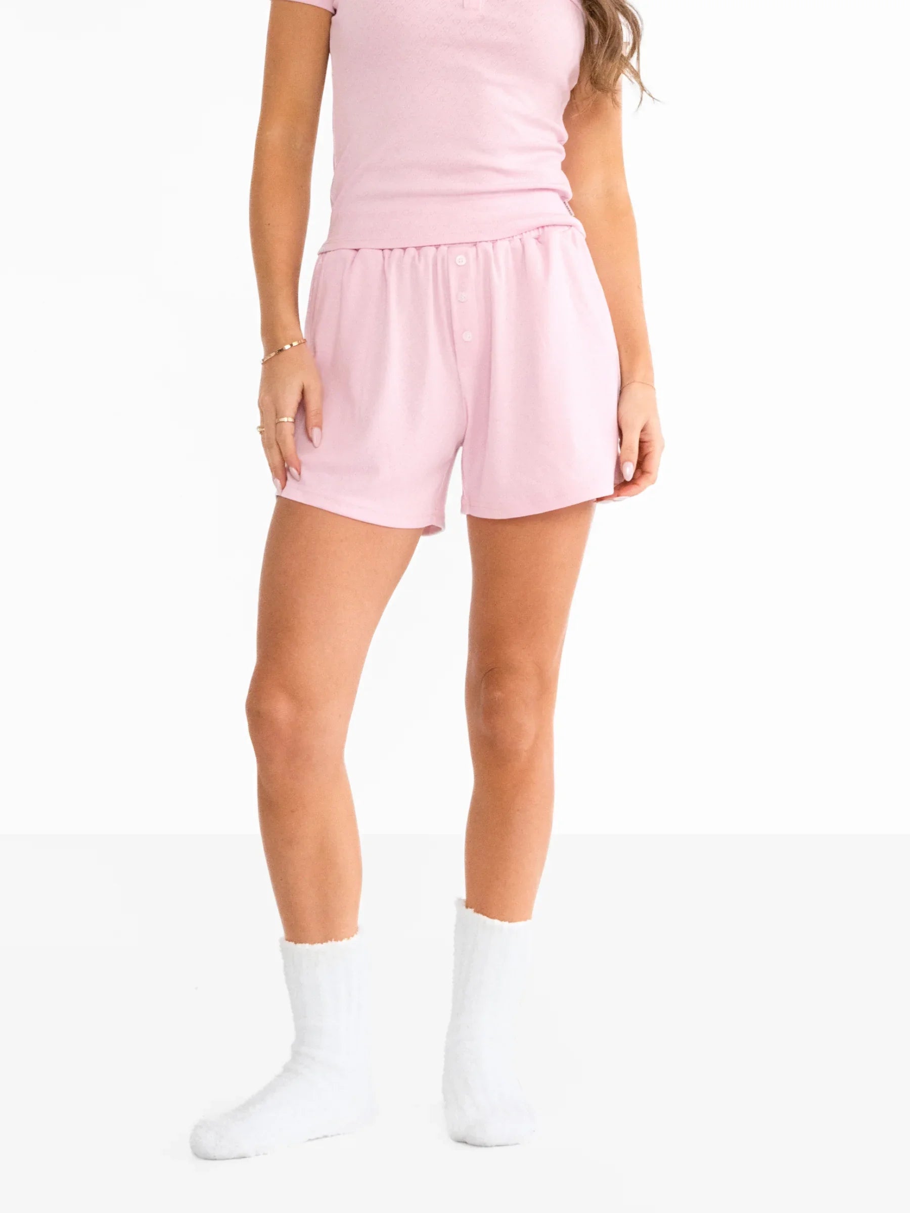 Rosie Pointelle Shorts - Pale Pink
