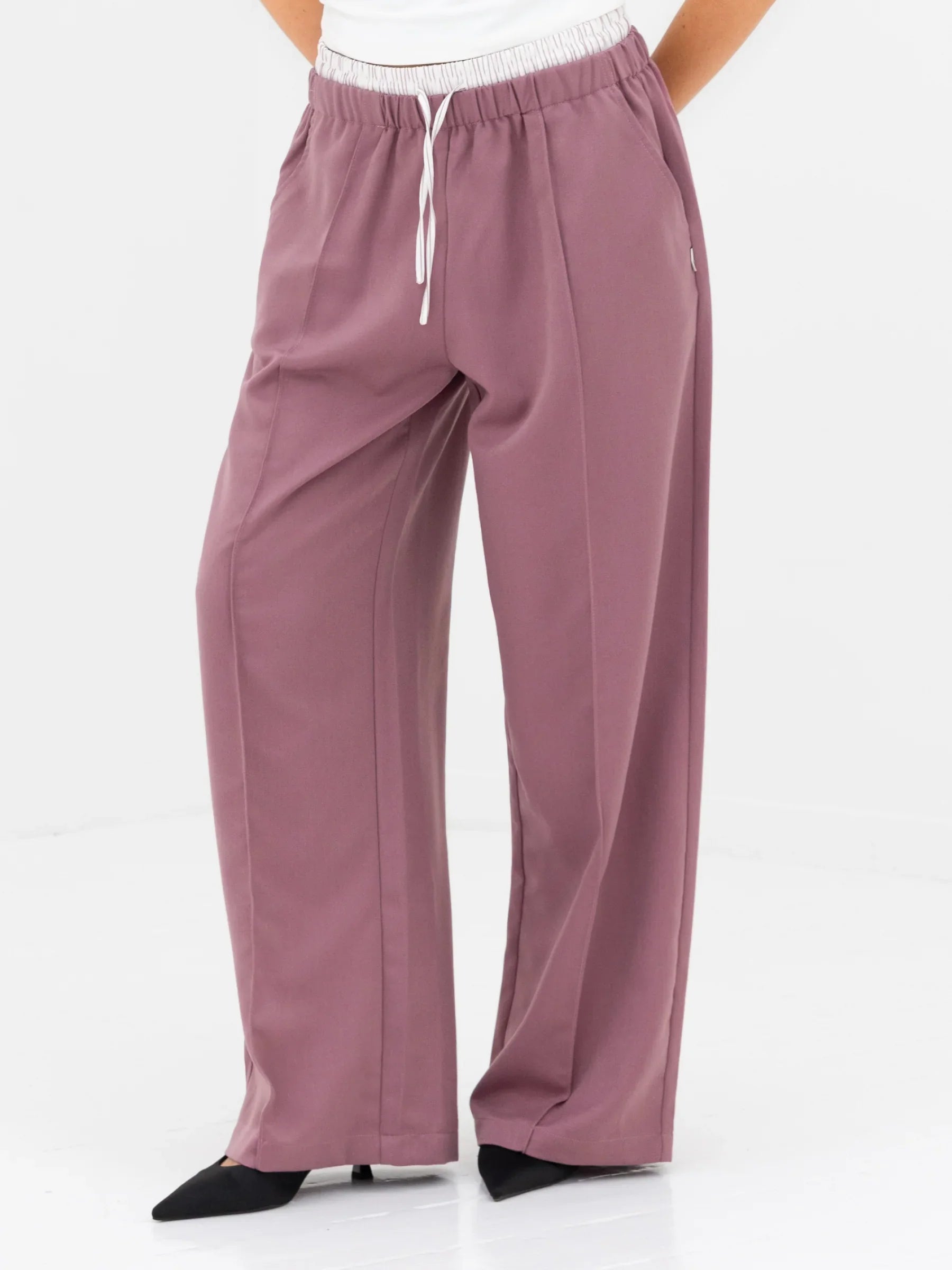 Alana Double Waist Trousers - Dusty Rose