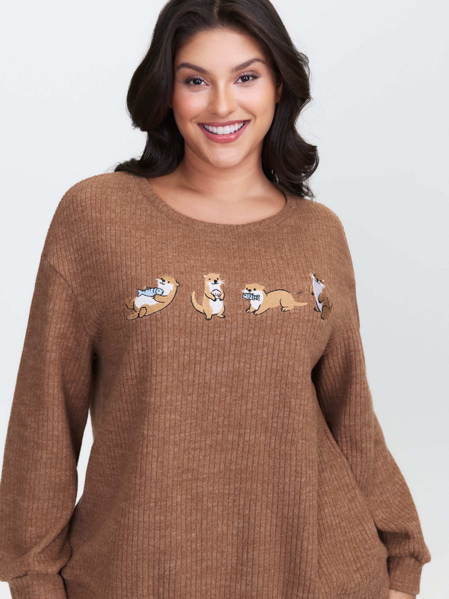 Happy Otter Embroidered Sweatshirt