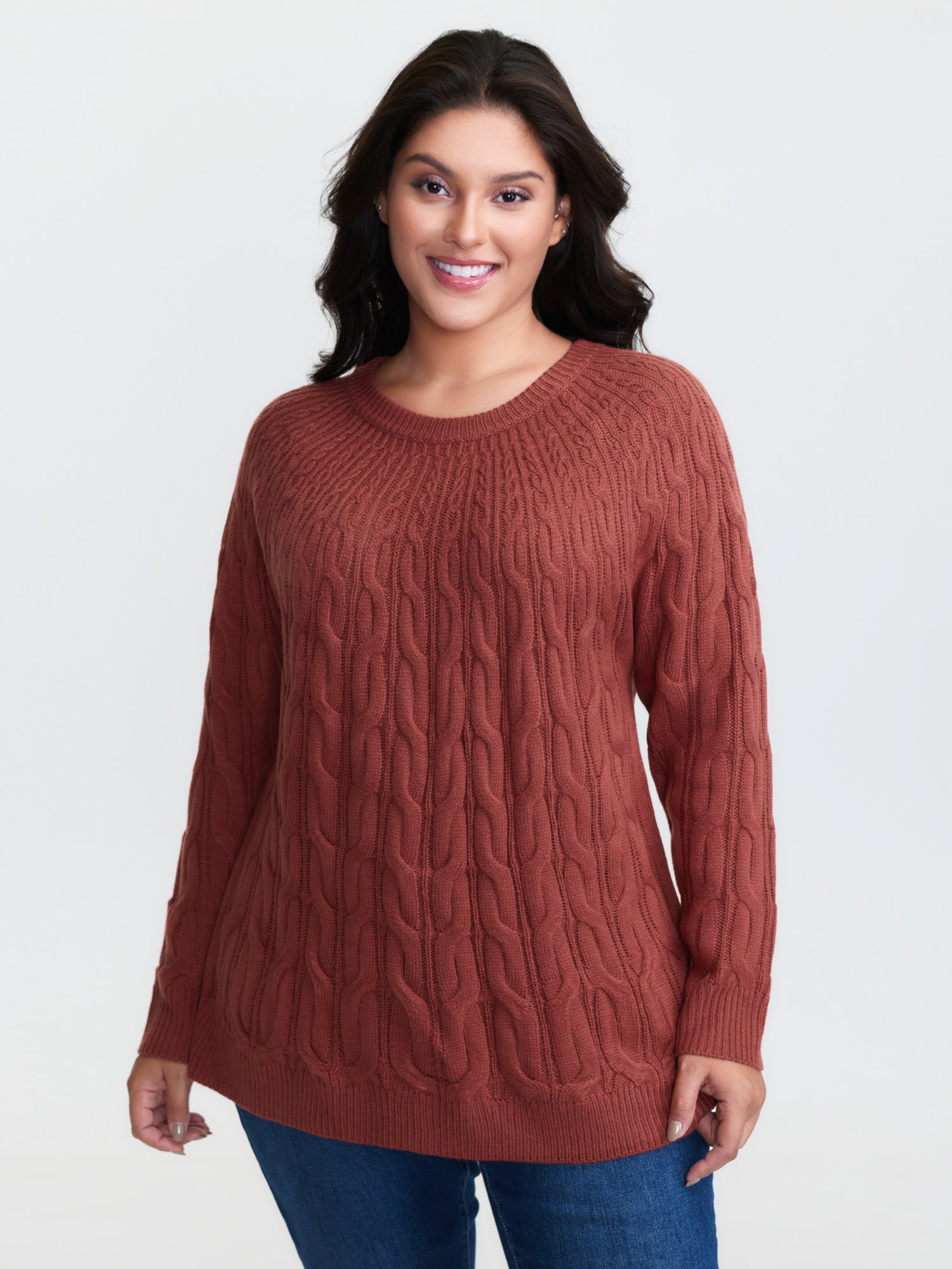 Crew Neck Cable Knit Pullover