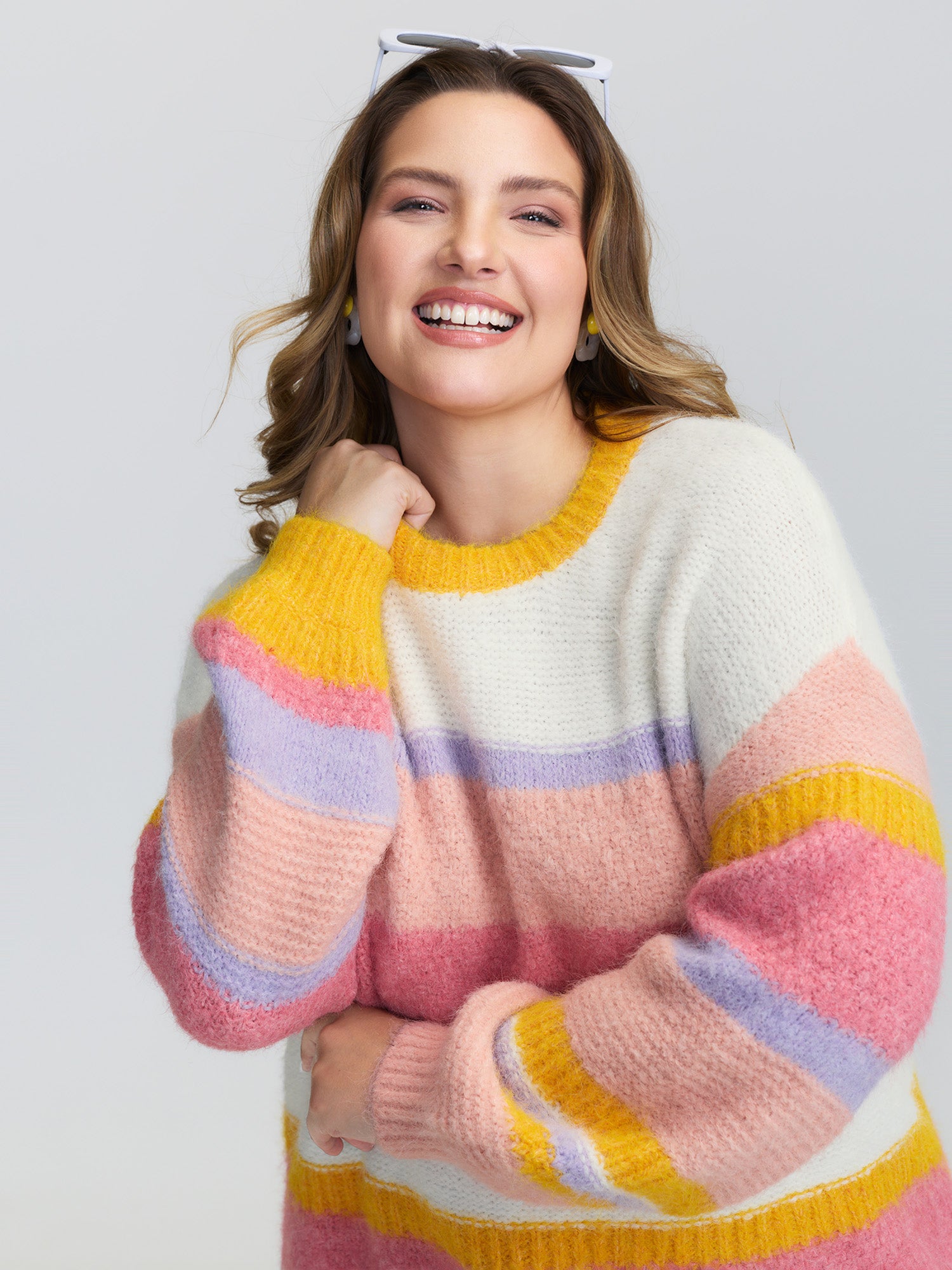 Colorblock Textured Ribbed Hem Pullover