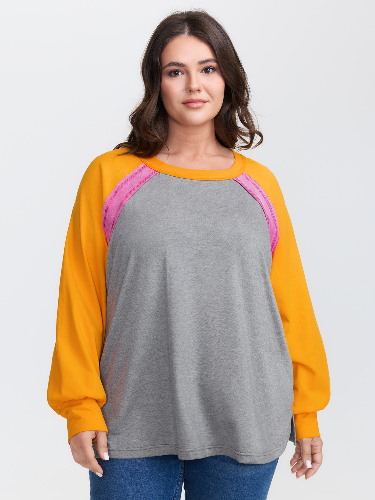 Color Contrast Raglan Sleeve T-Shirt