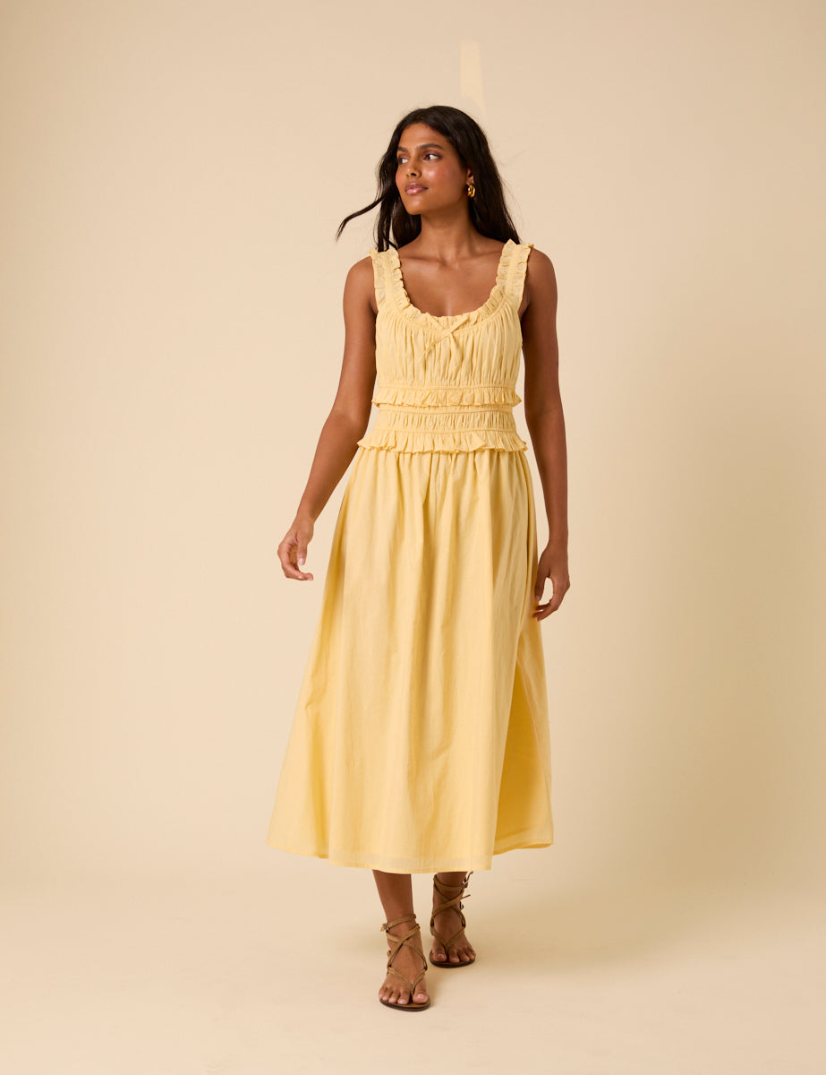 Butter Yellow Sleeveless Ariel Midi Dress
