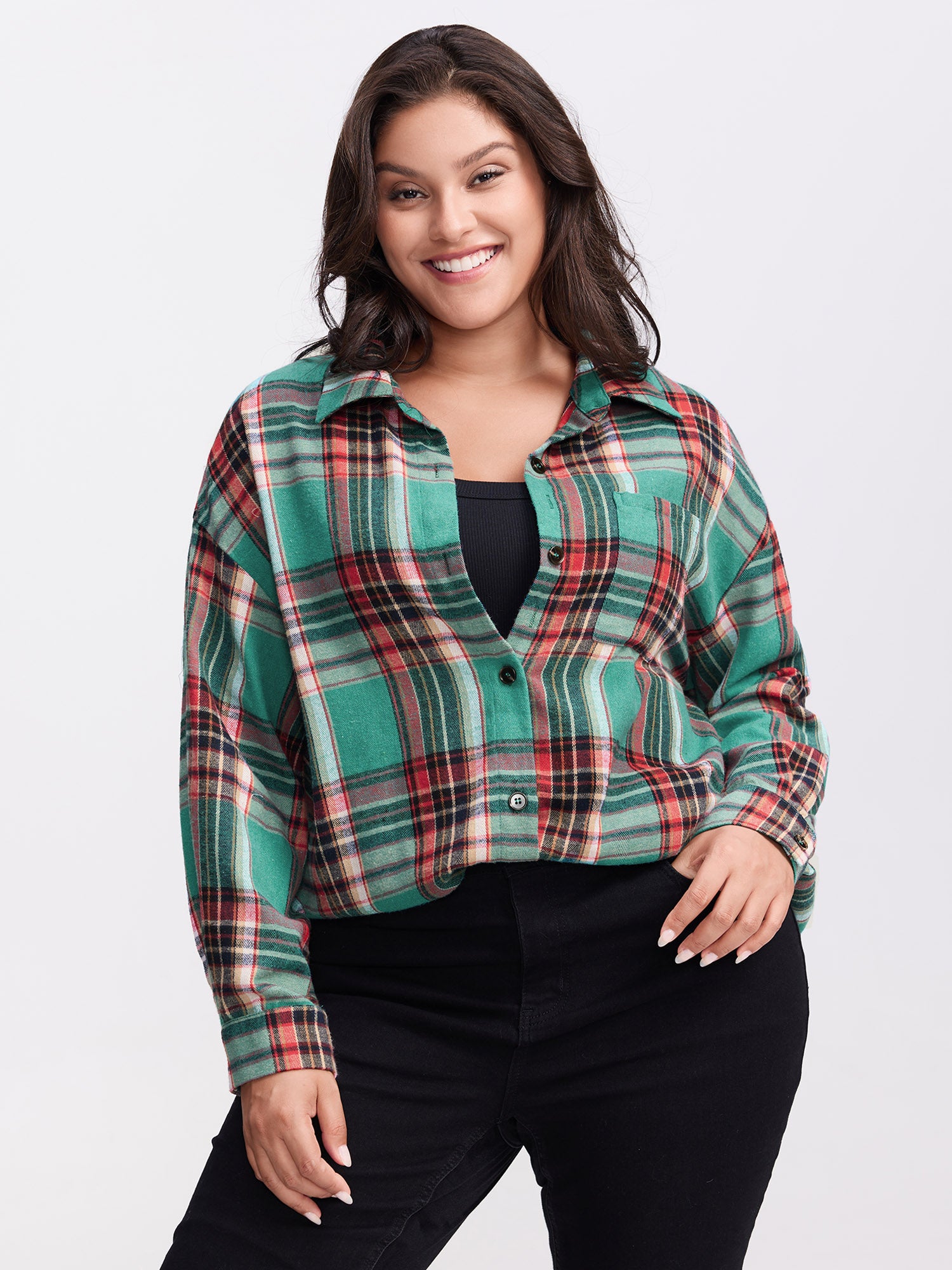 Plaid Pockets Button-Down Shirt