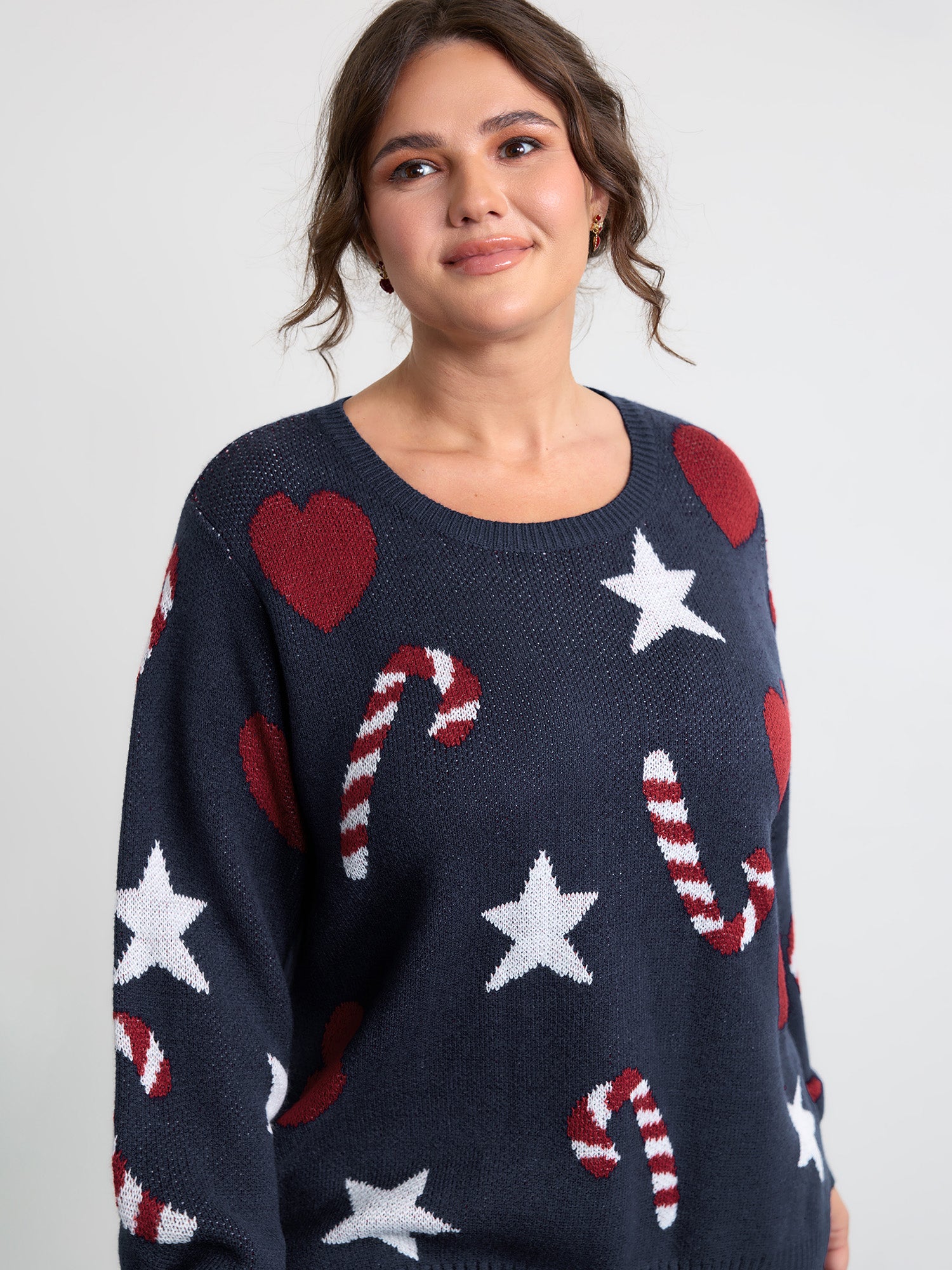 Holiday Candy Jacquard Pattern Pullover