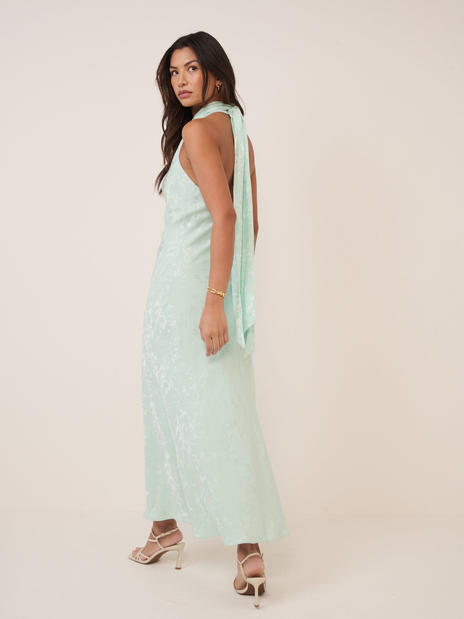 Mint Green Floral Jacquard Fifi Maxi Dress
