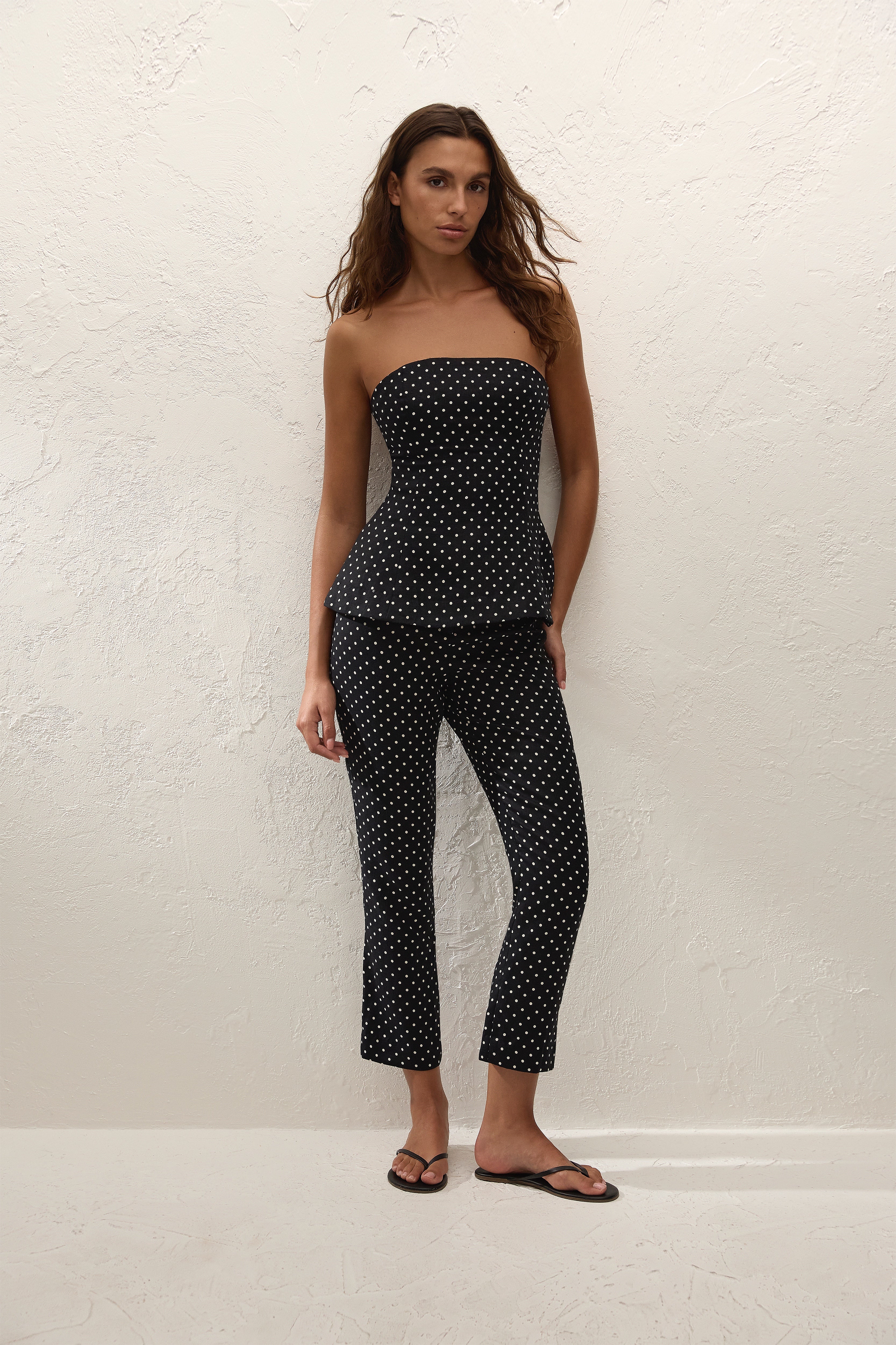 Iria Capri Pant Lola Polka Dot Black Cream