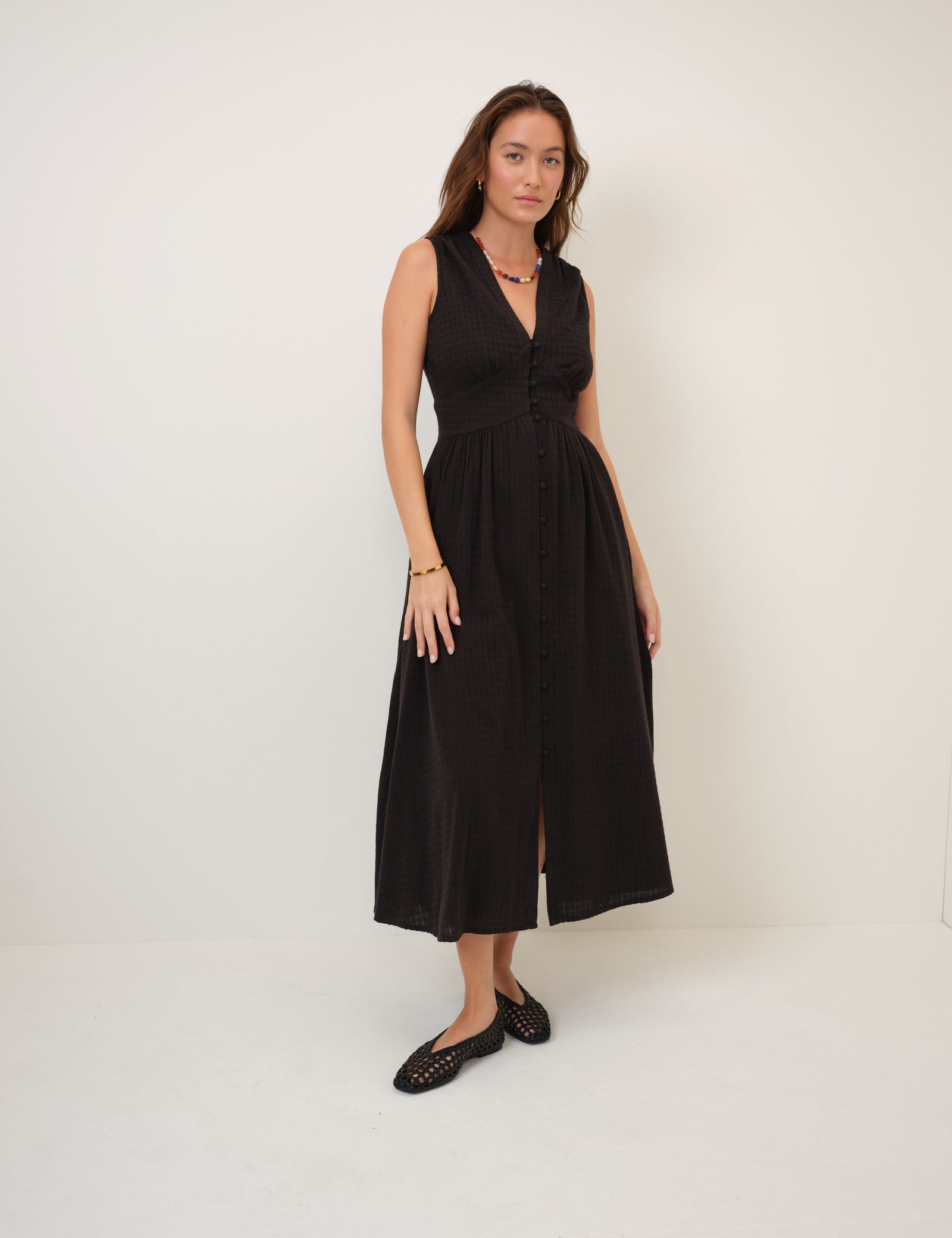 Black Sleeveless Starlight Midi Dress