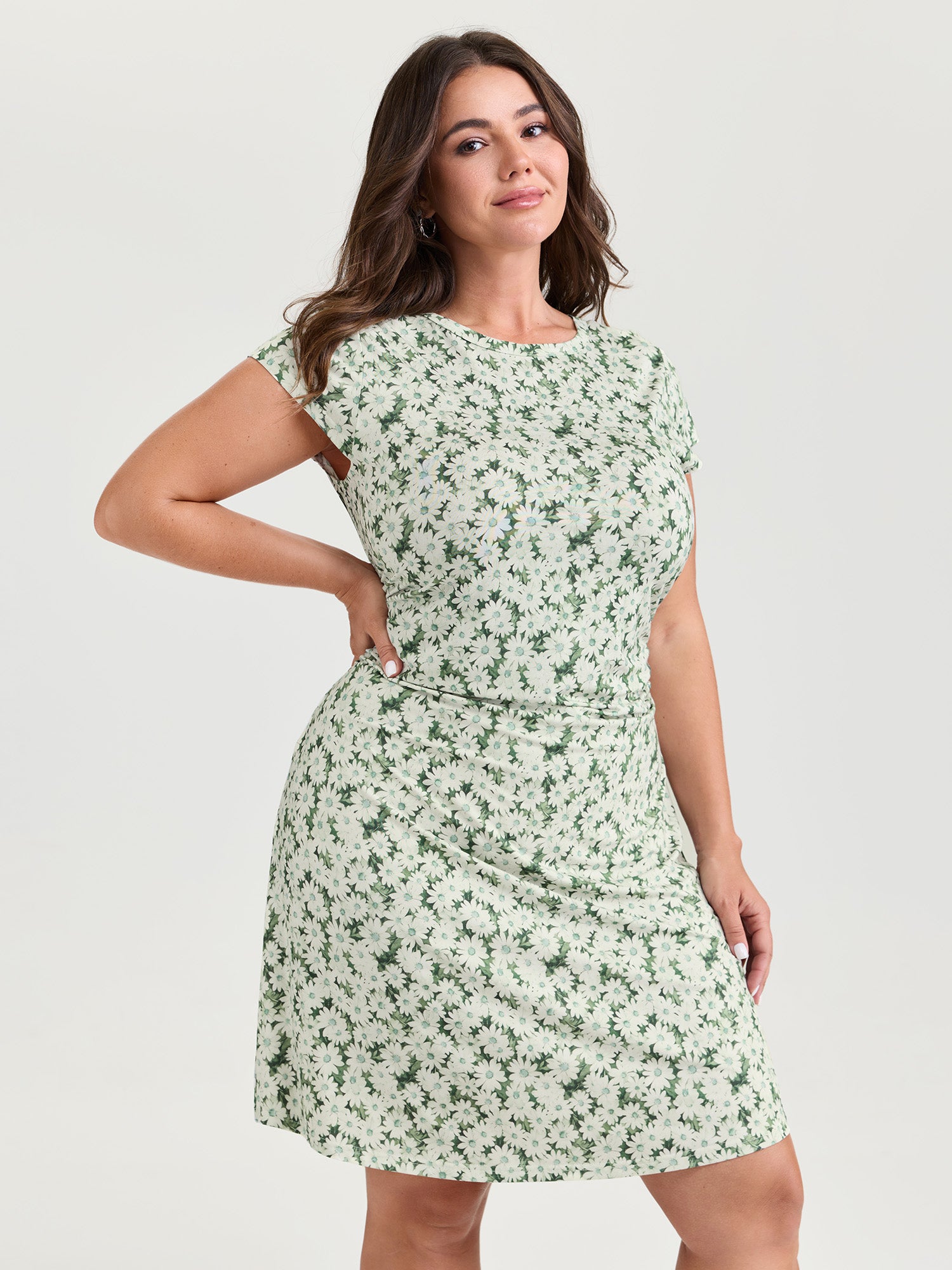 Floral Print Ruched Bodycon Fit Mini Dress