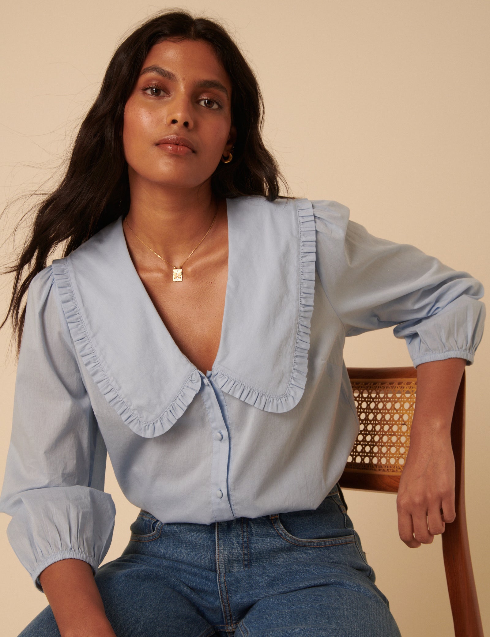 Light Blue Long Sleeve Emmie Blouse
