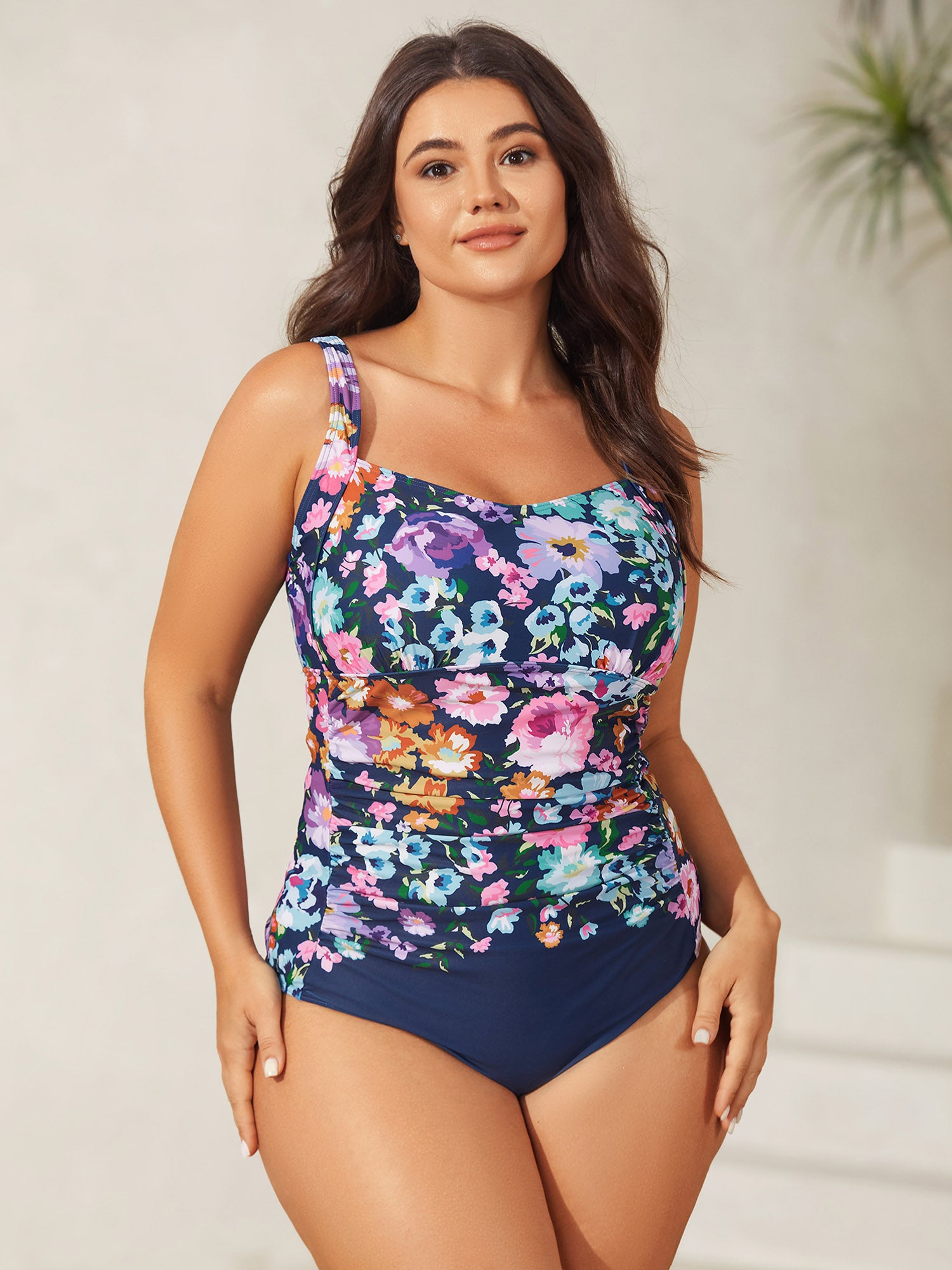 Floral Fun Ruched One-Piece Swimsuit
