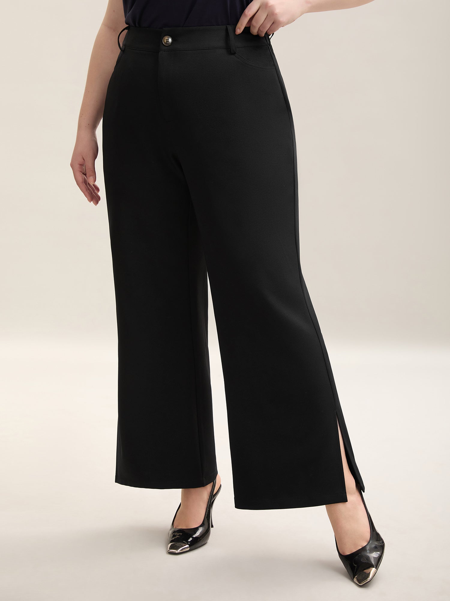 Side Slit Plain Bootcut Pants