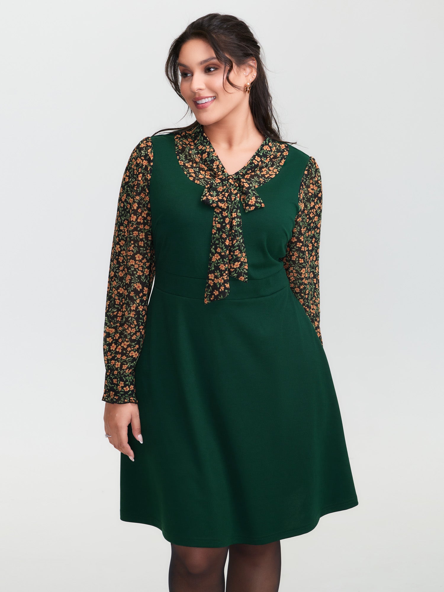 Chiffon Floral Print Stretchy Midi Dress