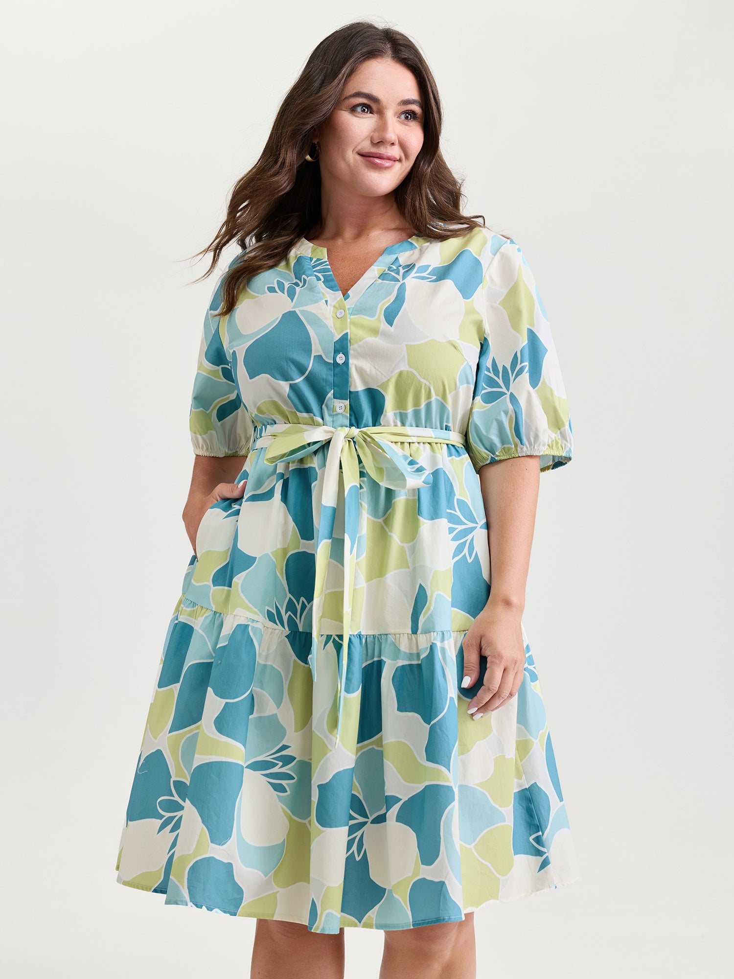 Pure Cotton Abstract Print Twisted Mini Dress
