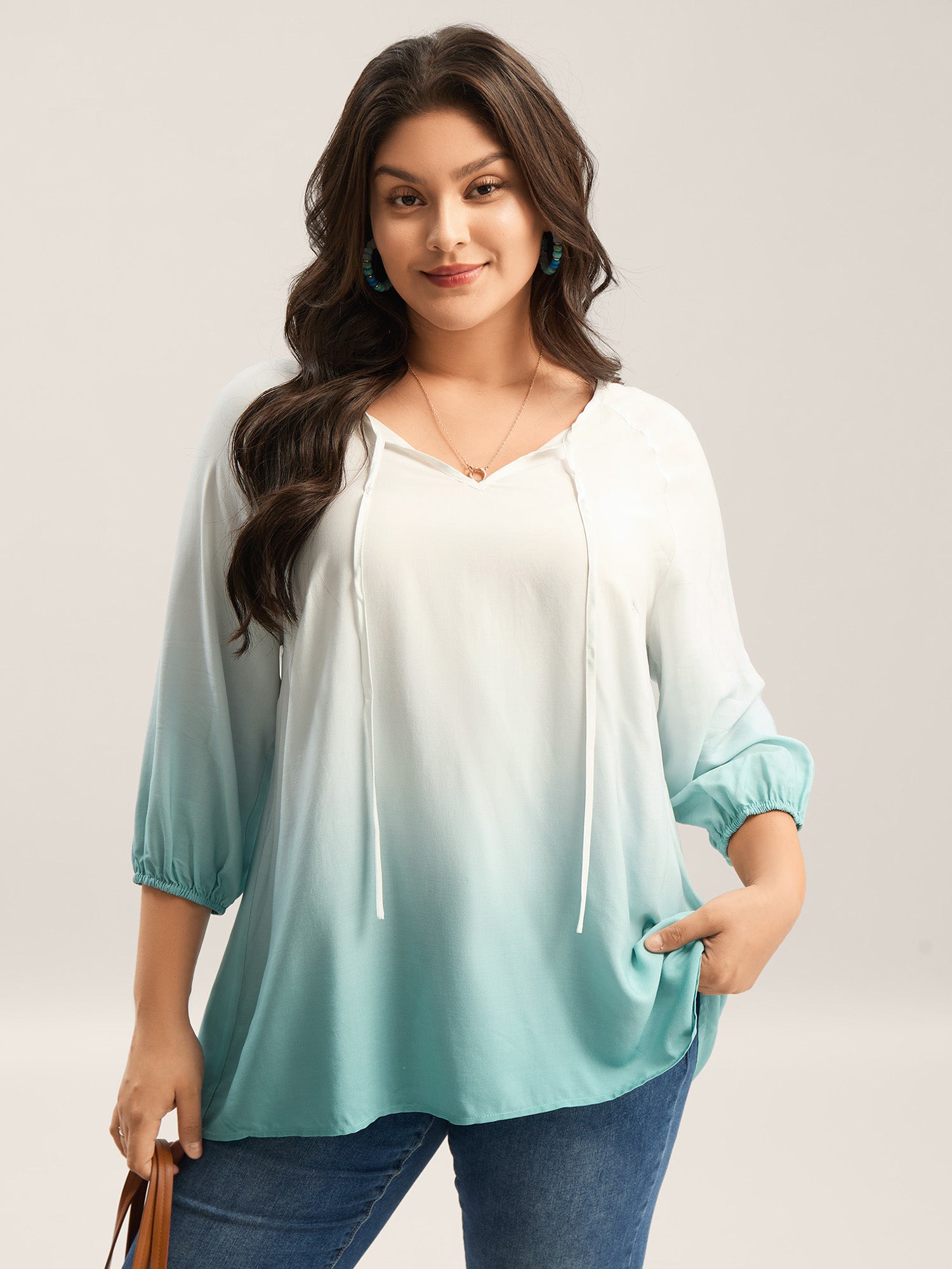 Tie-Dye Rayon Neck Tie Blouse
