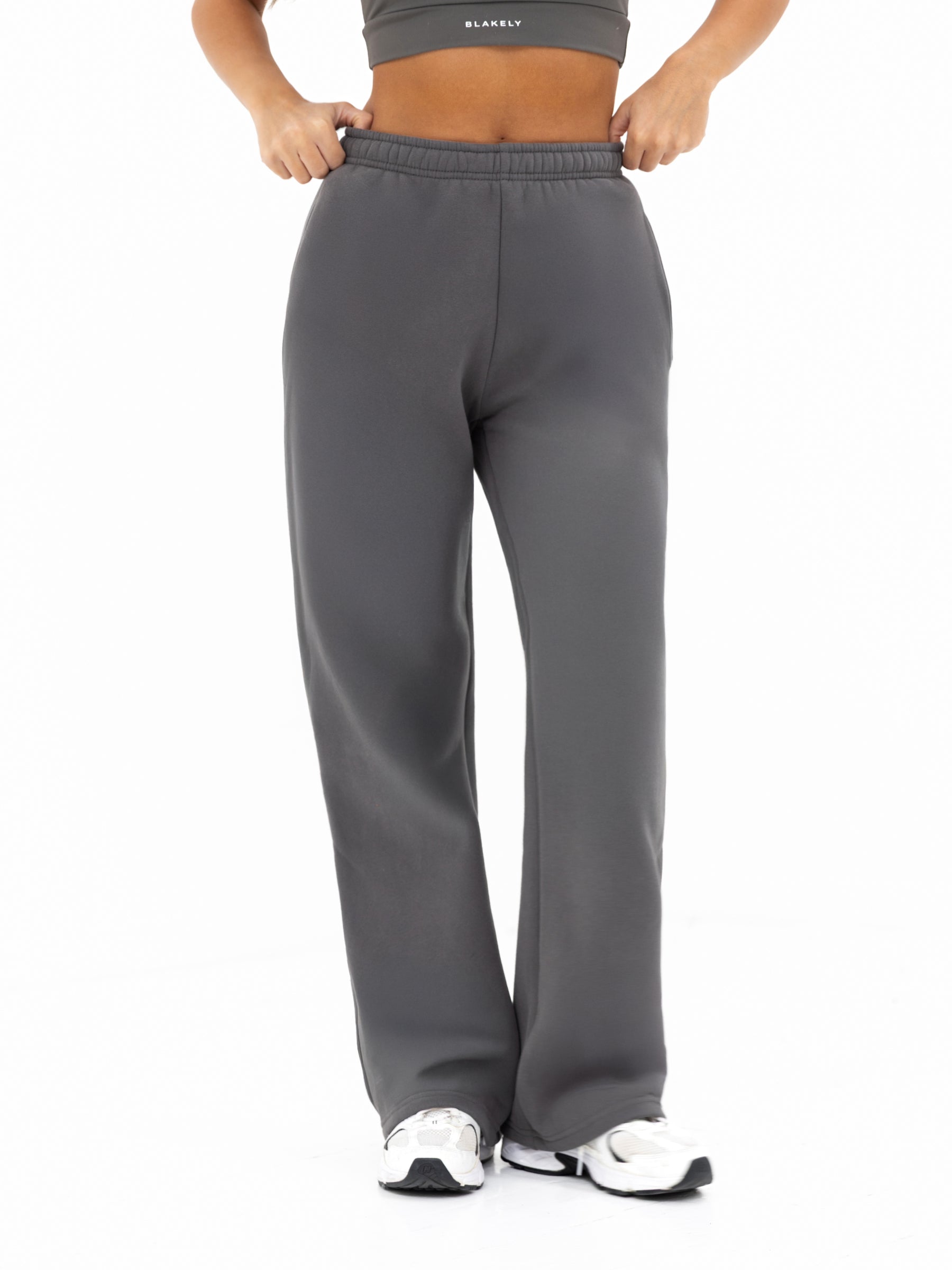 Isabel Wide Leg Sweatpants - Charcoal