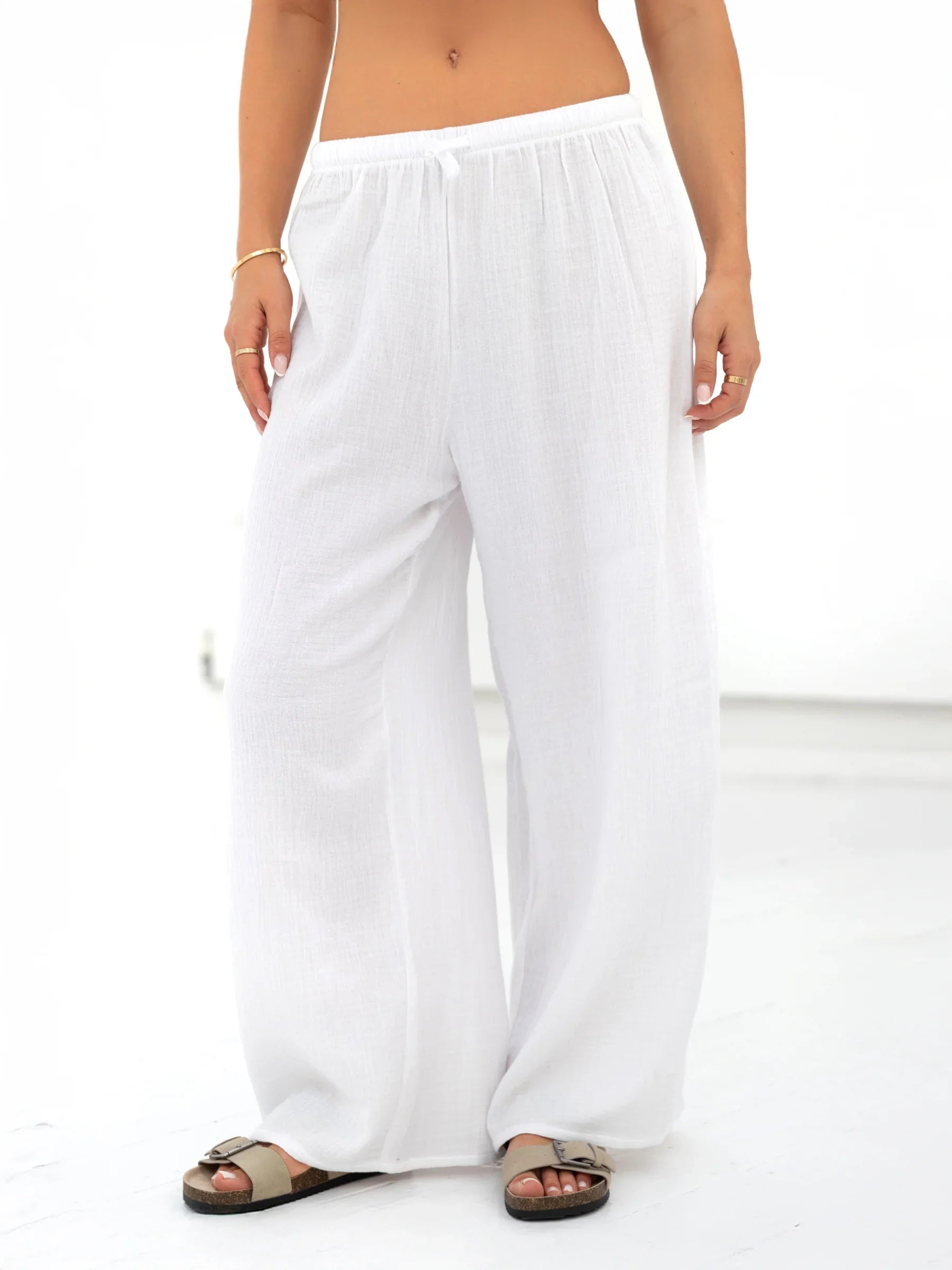 Mila Wide Leg Trousers - White