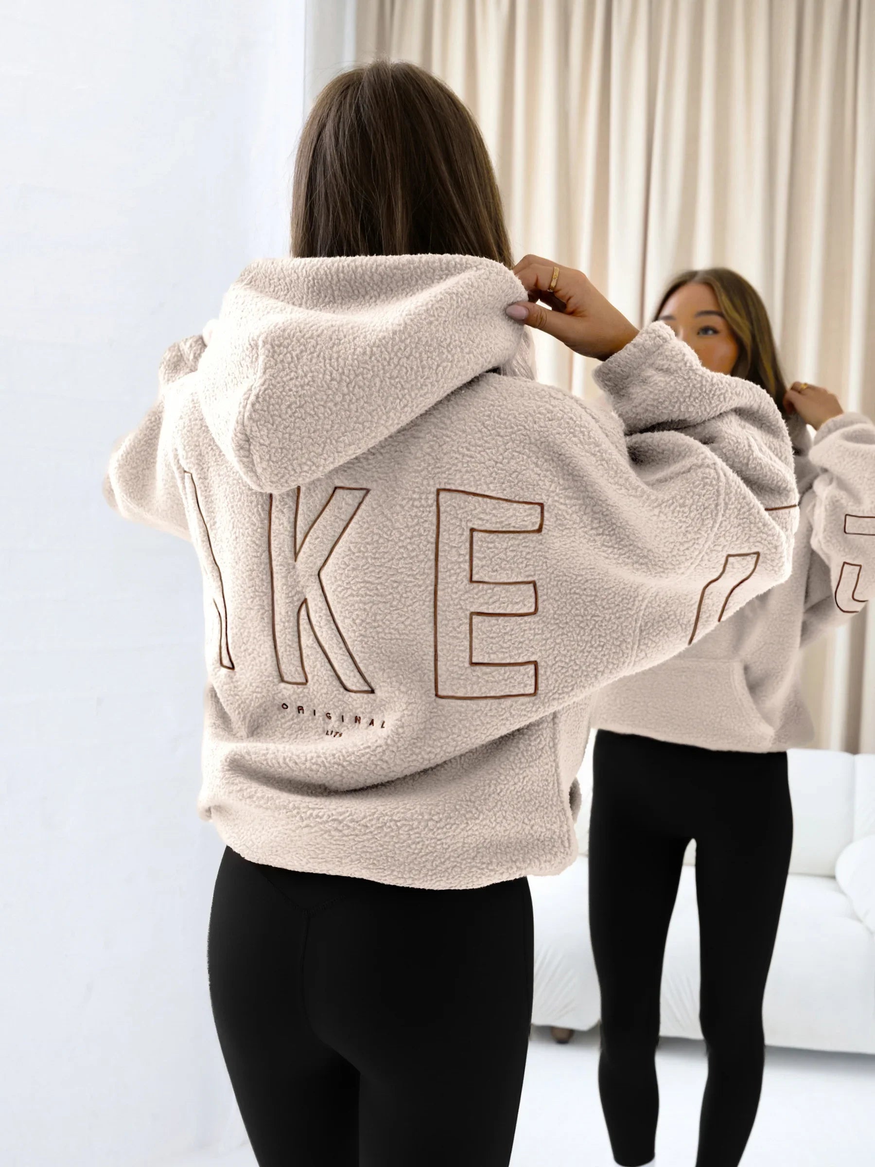 Borg Isabel Oversized Hoodie - Tan