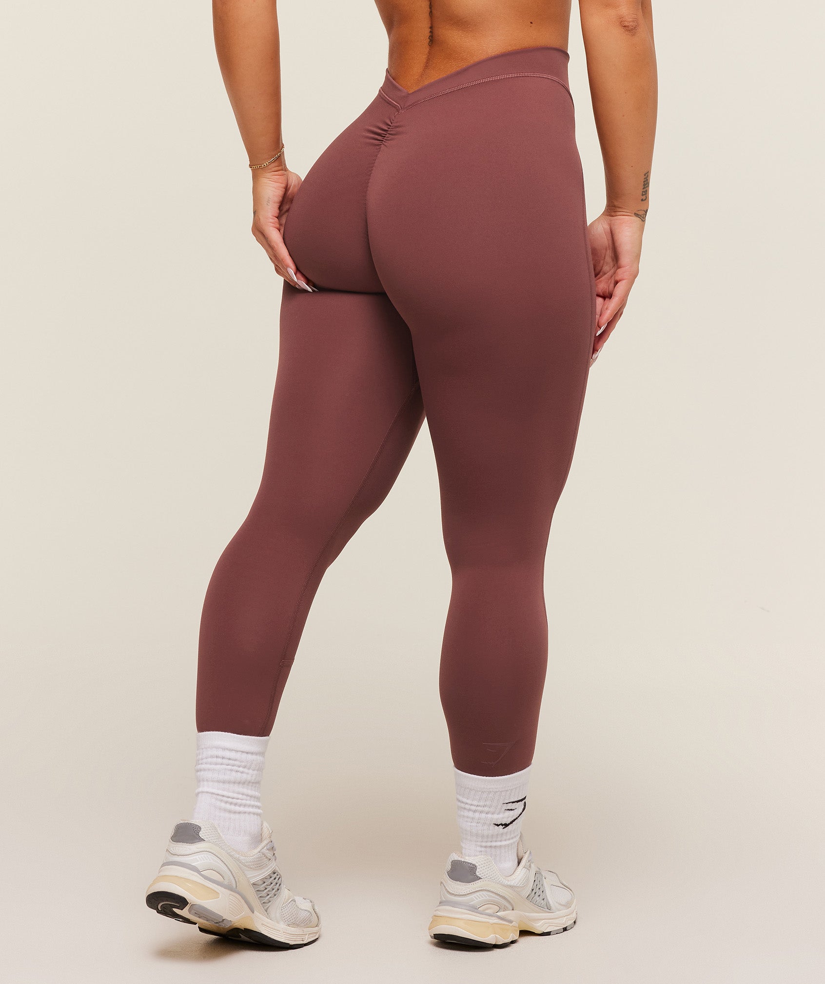 Gymshark Lifting Dipped Waistband Leggings - Burgundy Brown