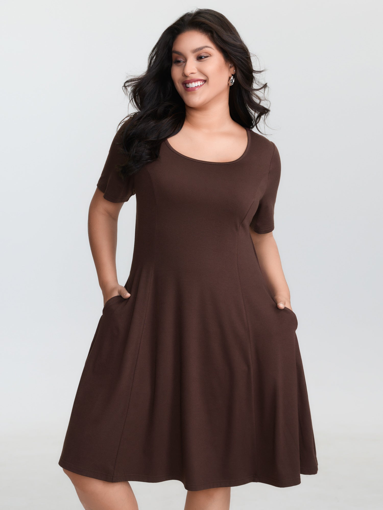 Supersoft Cinched-Waist Plain Mini Dress