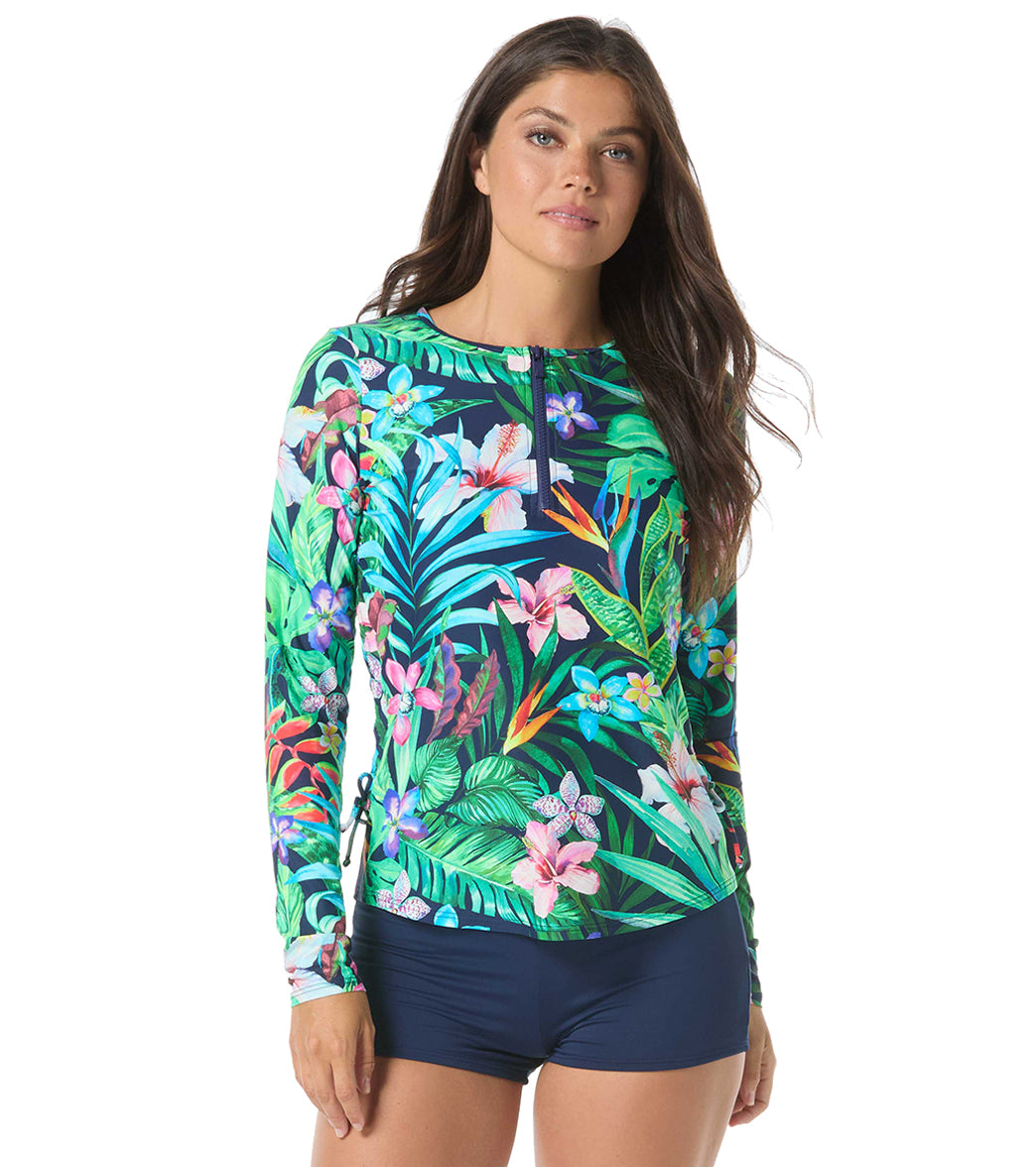 Beach House Women's Tropic Paradise Advance Long Sleeve Side Shirring Rash Guard