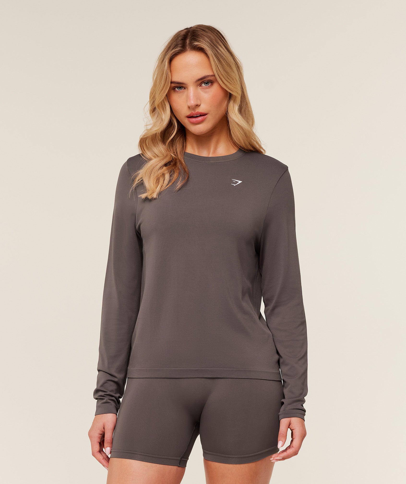 Gymshark Everyday Seamless Long Sleeve Top - Cool Brown