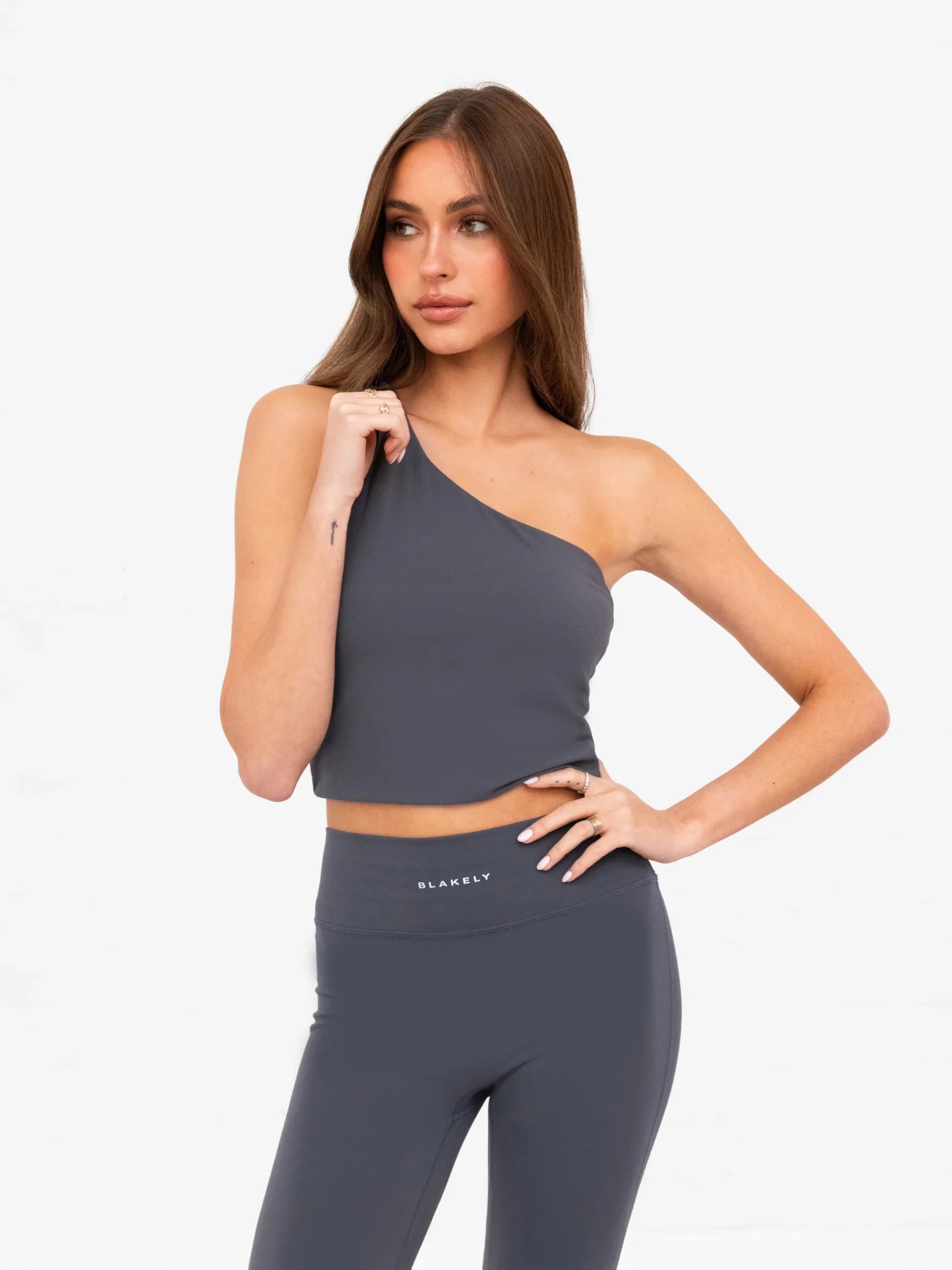 SculptForm One Shoulder Vest - Charcoal