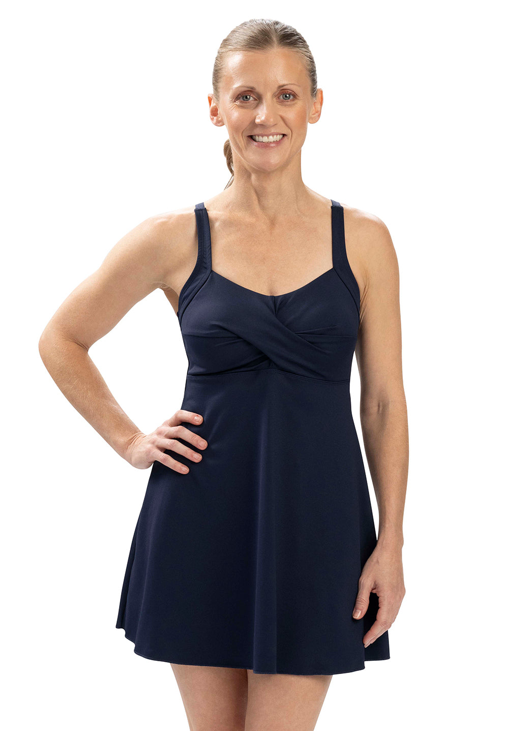 Dolfin Women's Aquashape Solid Deep Scoop Swim Dress