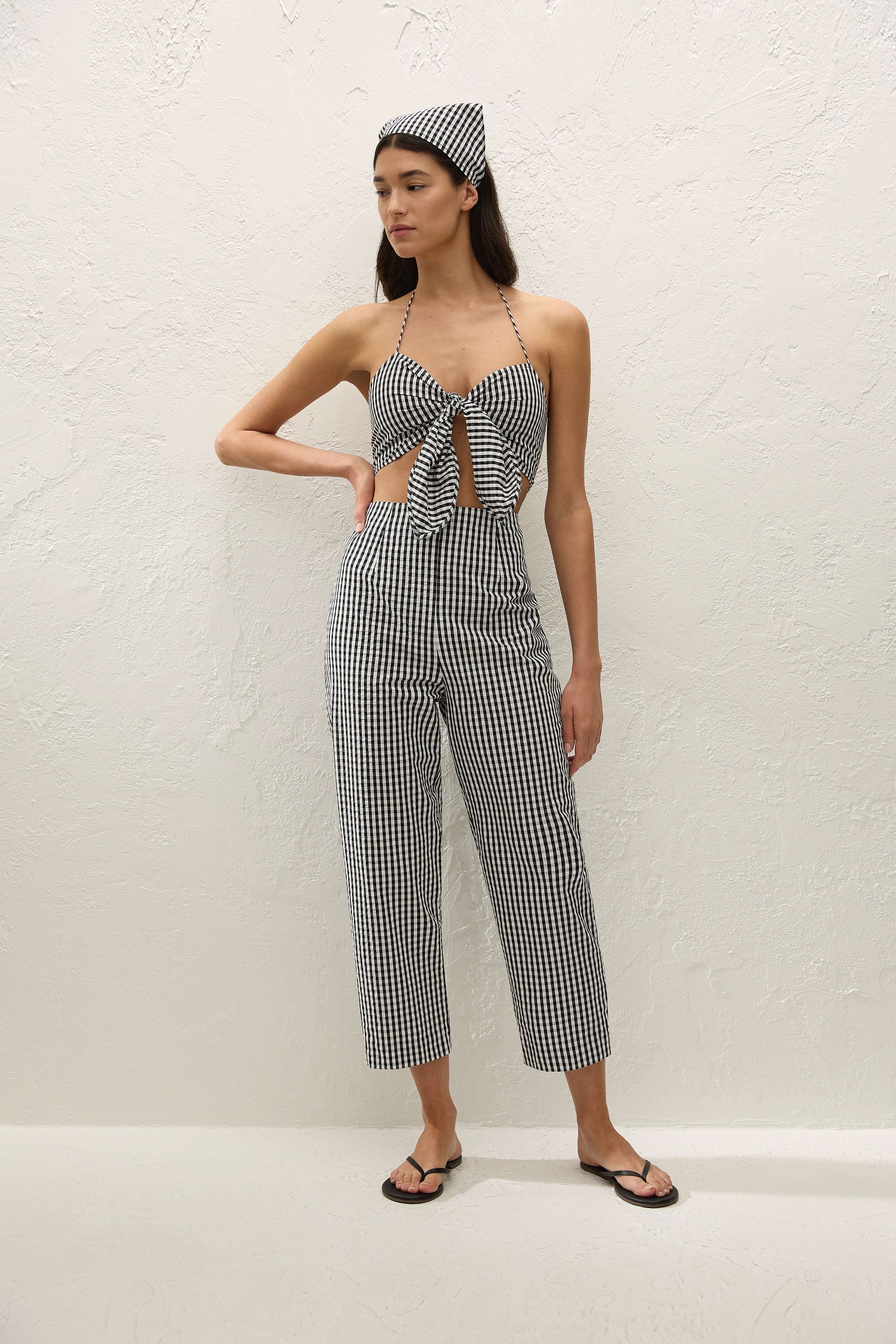 Onda Top Black Textured Gingham - Final Sale