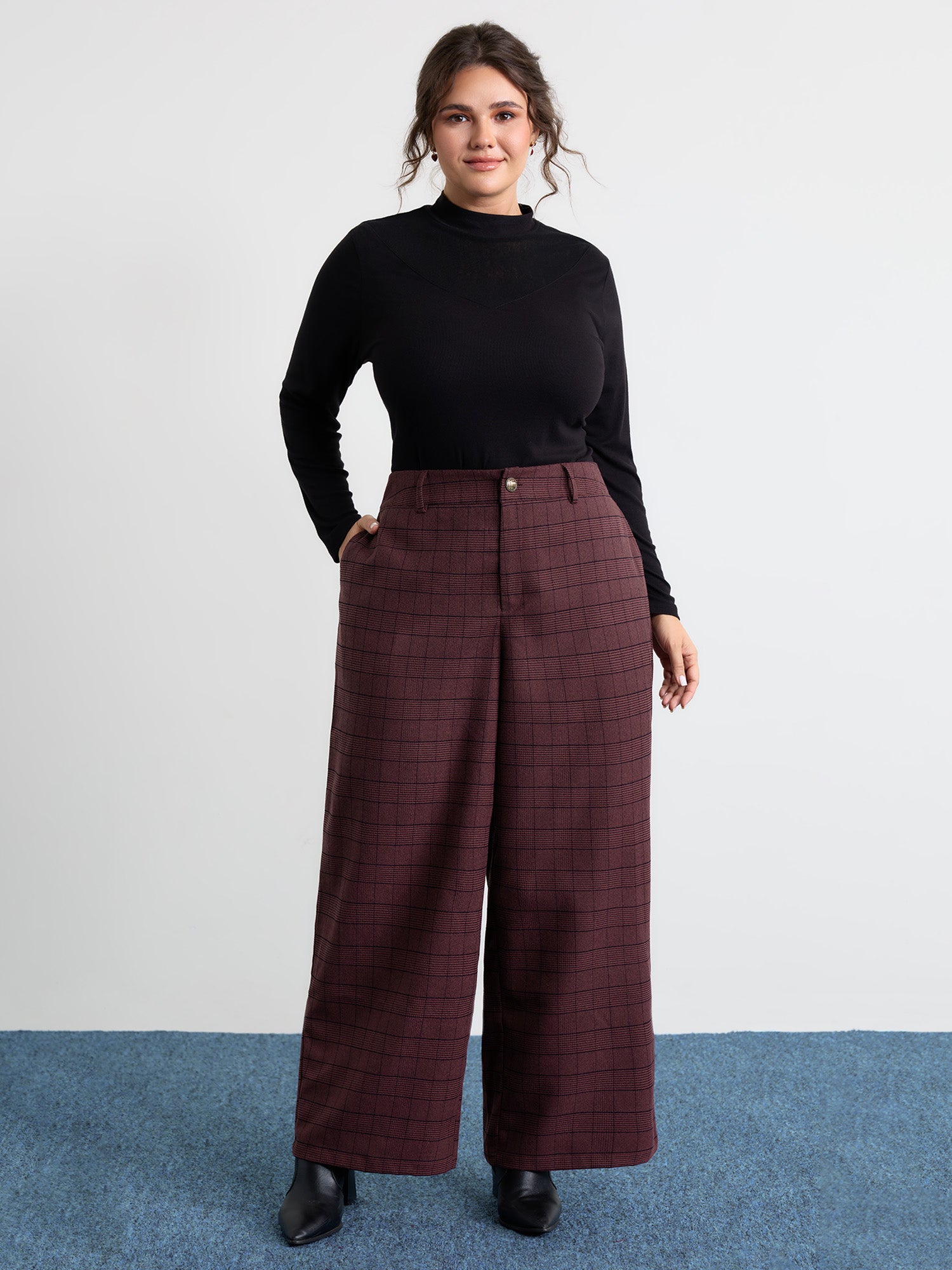 Checkered Stretchy Waist Pants