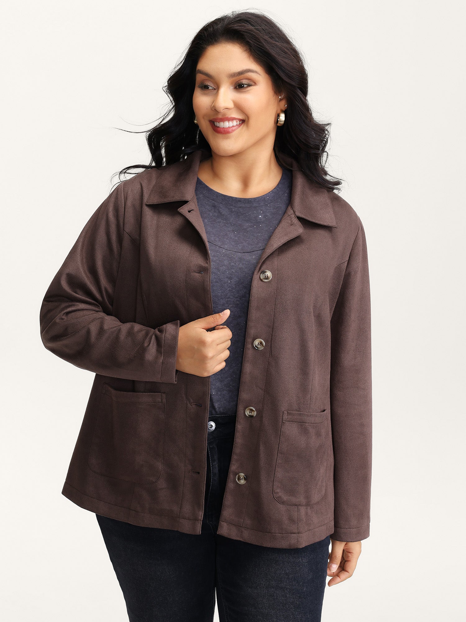 Suede Lined Button-Down Jacket