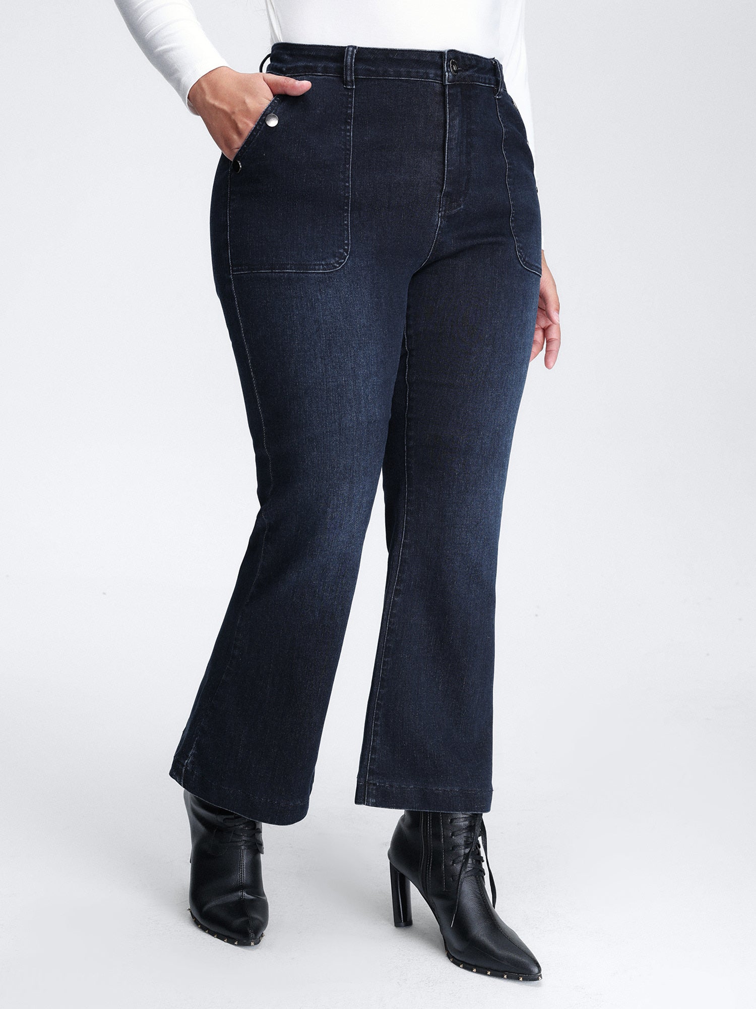 Supersoft Stretchy Patch Pockets Bootcut Jeans