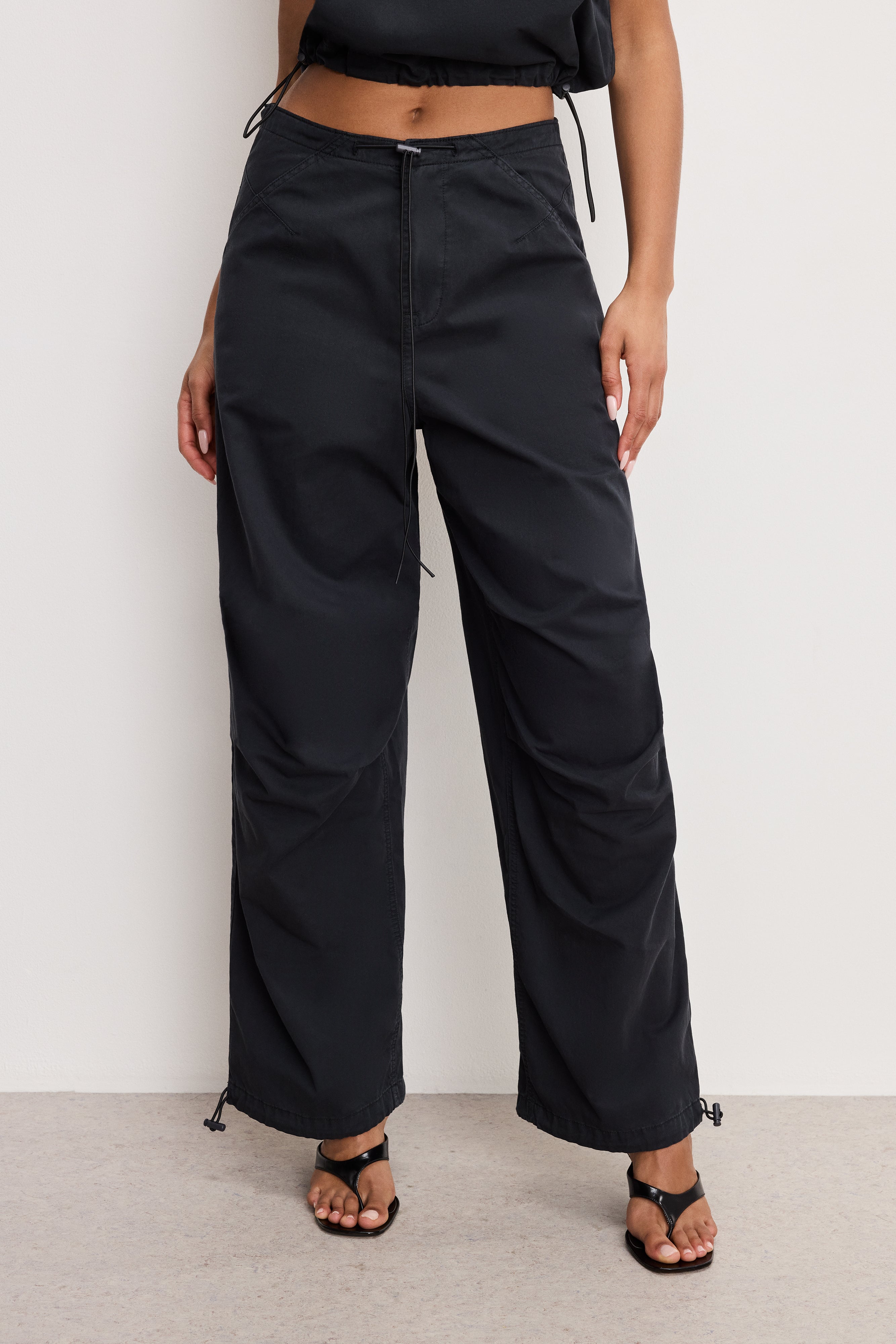 TWILL PARACHUTE PANTS | BLACK001