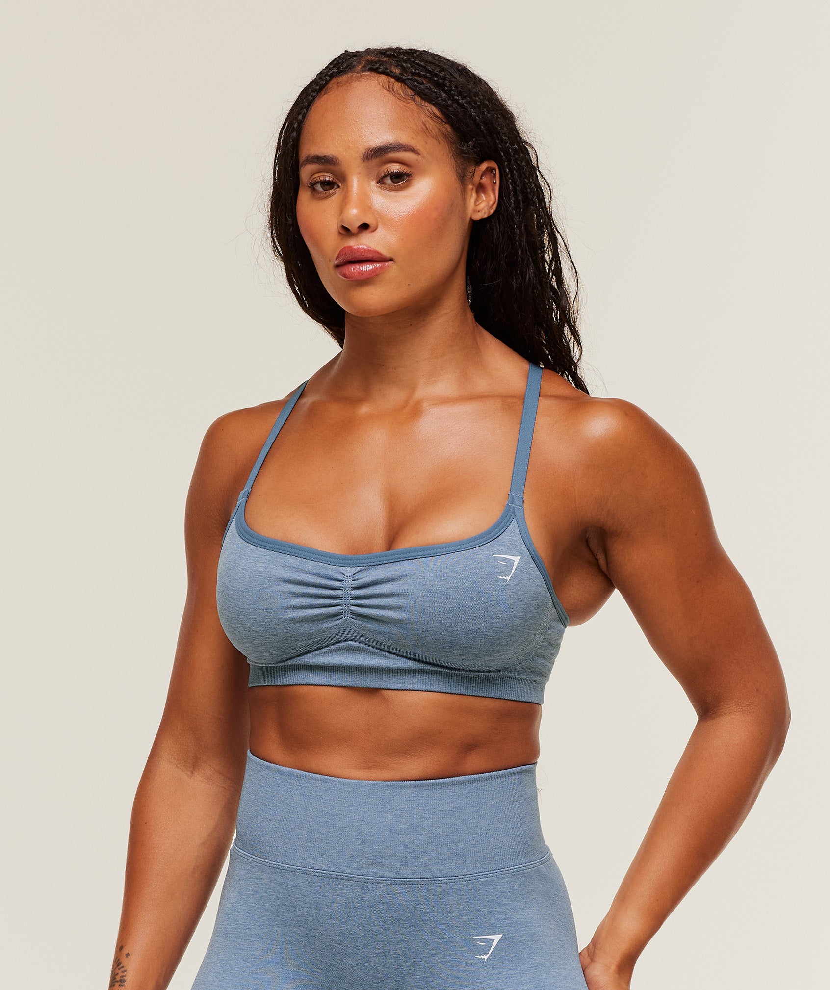 Gymshark Lift Seamless Sports Bra - Worn Blue/Peri Blue Marl