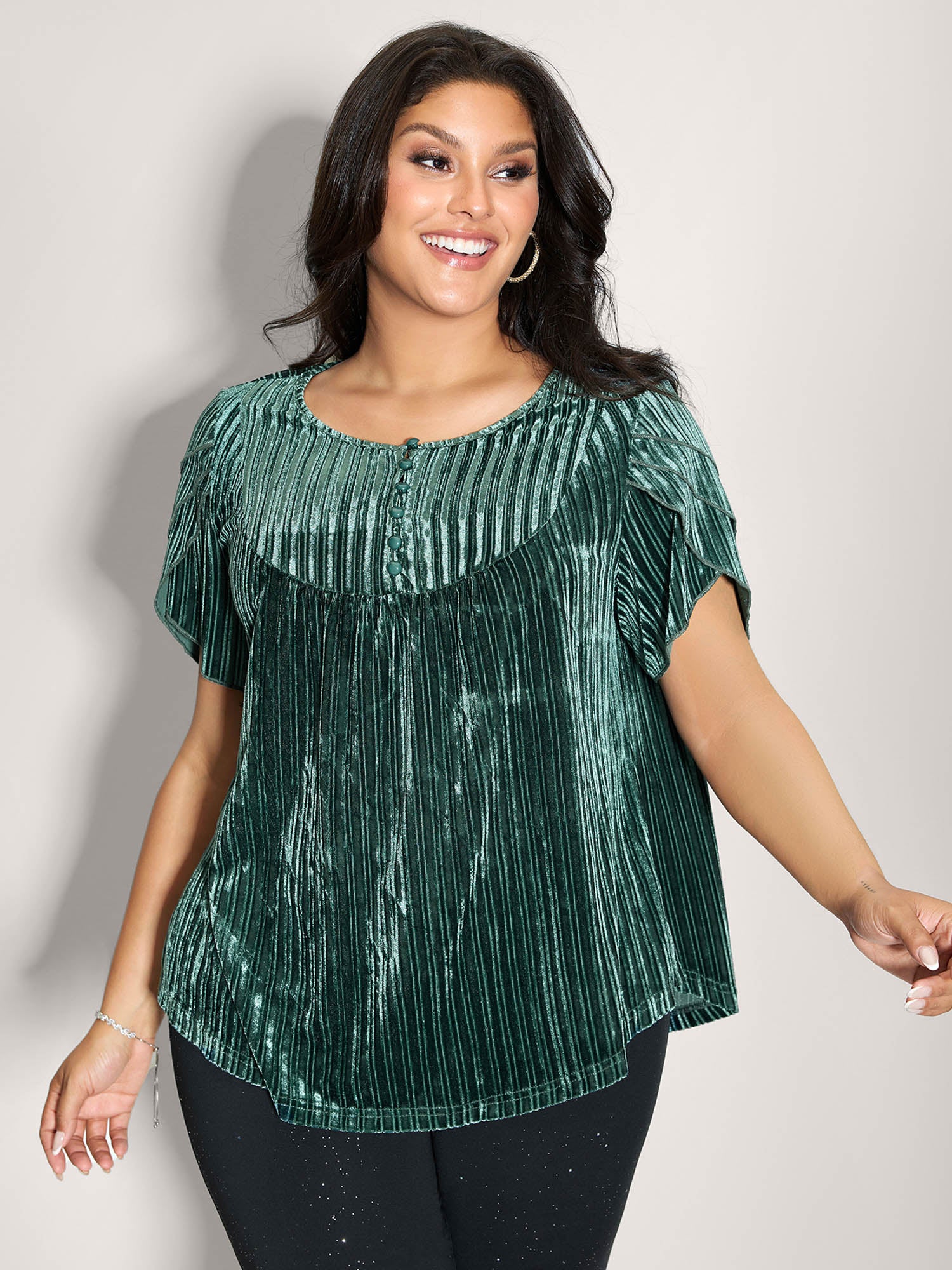 Striped Velvet Layered Sleeve Top
