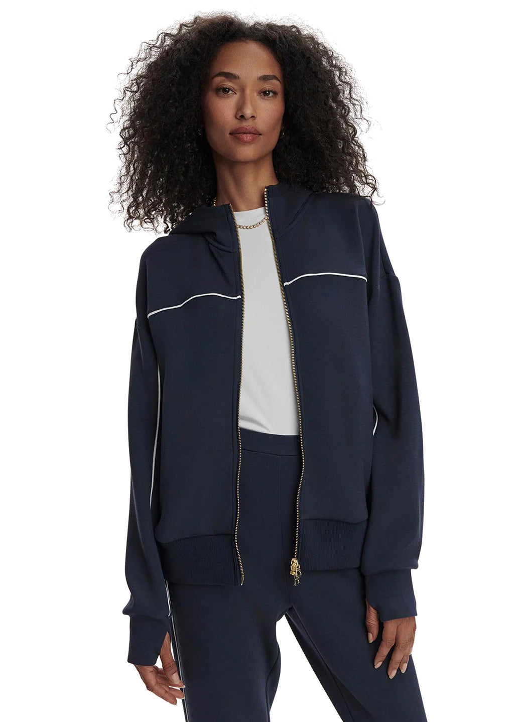 Varley Gia Zip Through Hooded Sweater Jacket