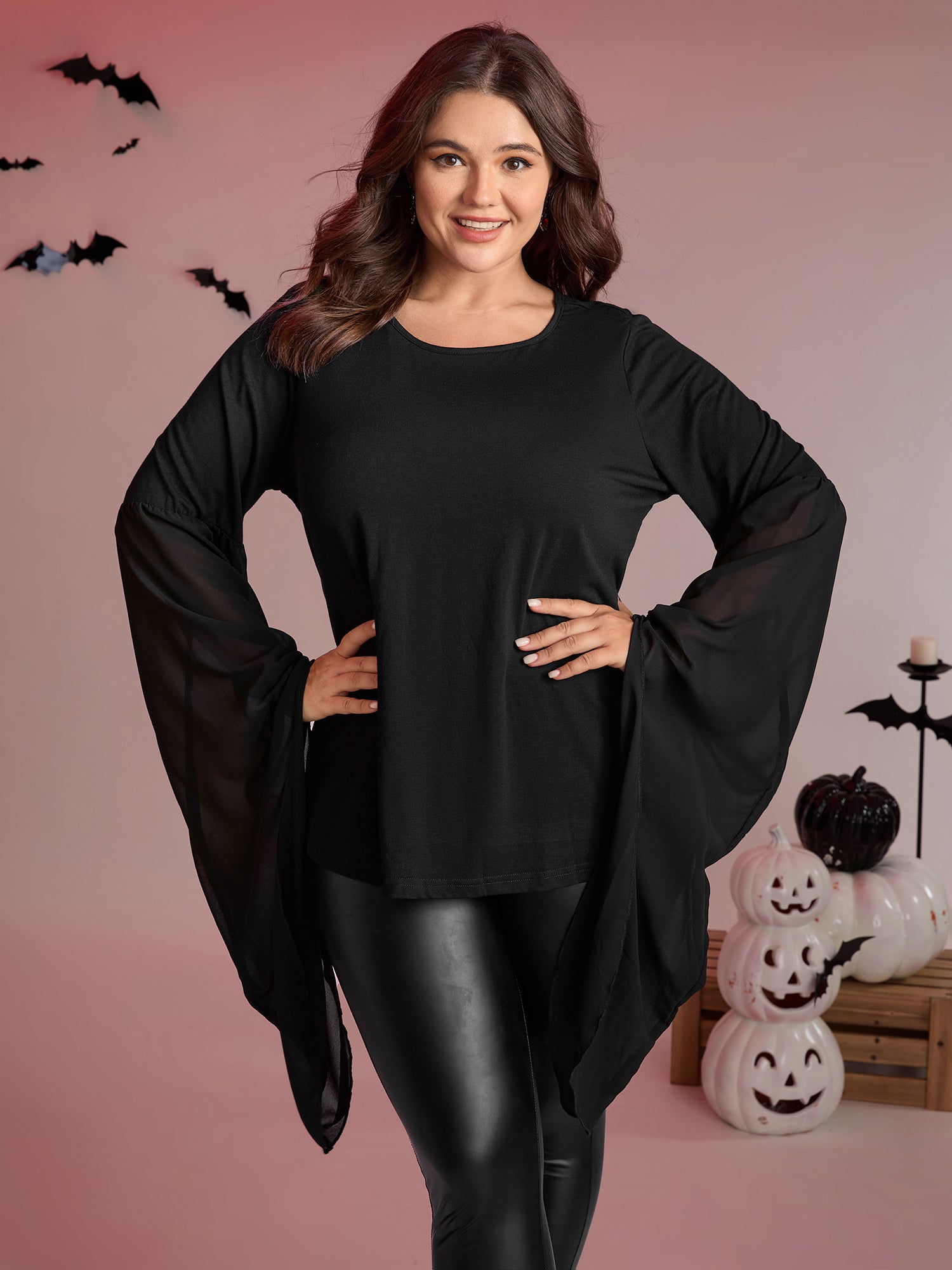 Bat Wings Round Sleeve Relaxed Fit Top