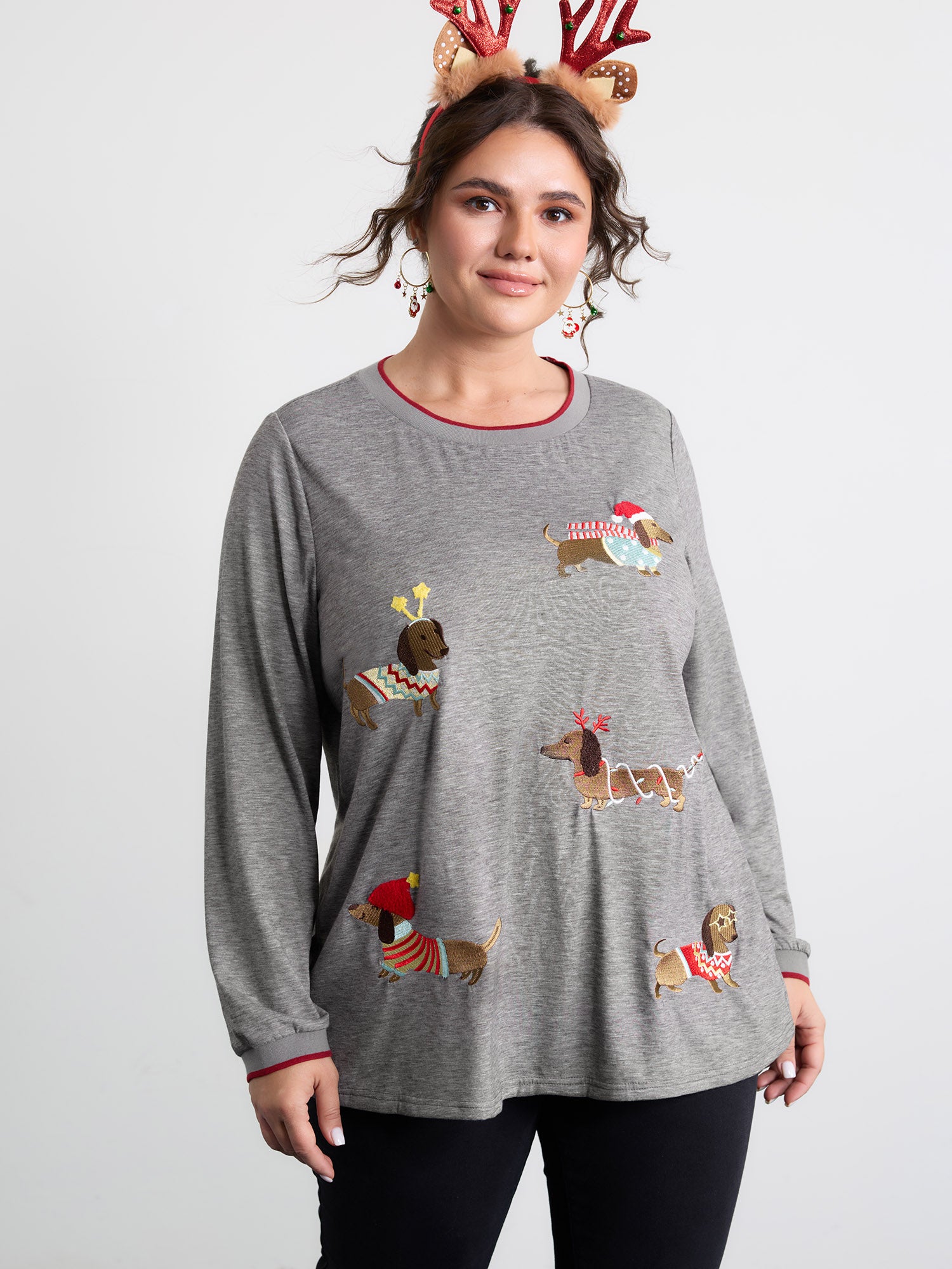 Supersoft Puppy Embroidery Contrast T-Shirt