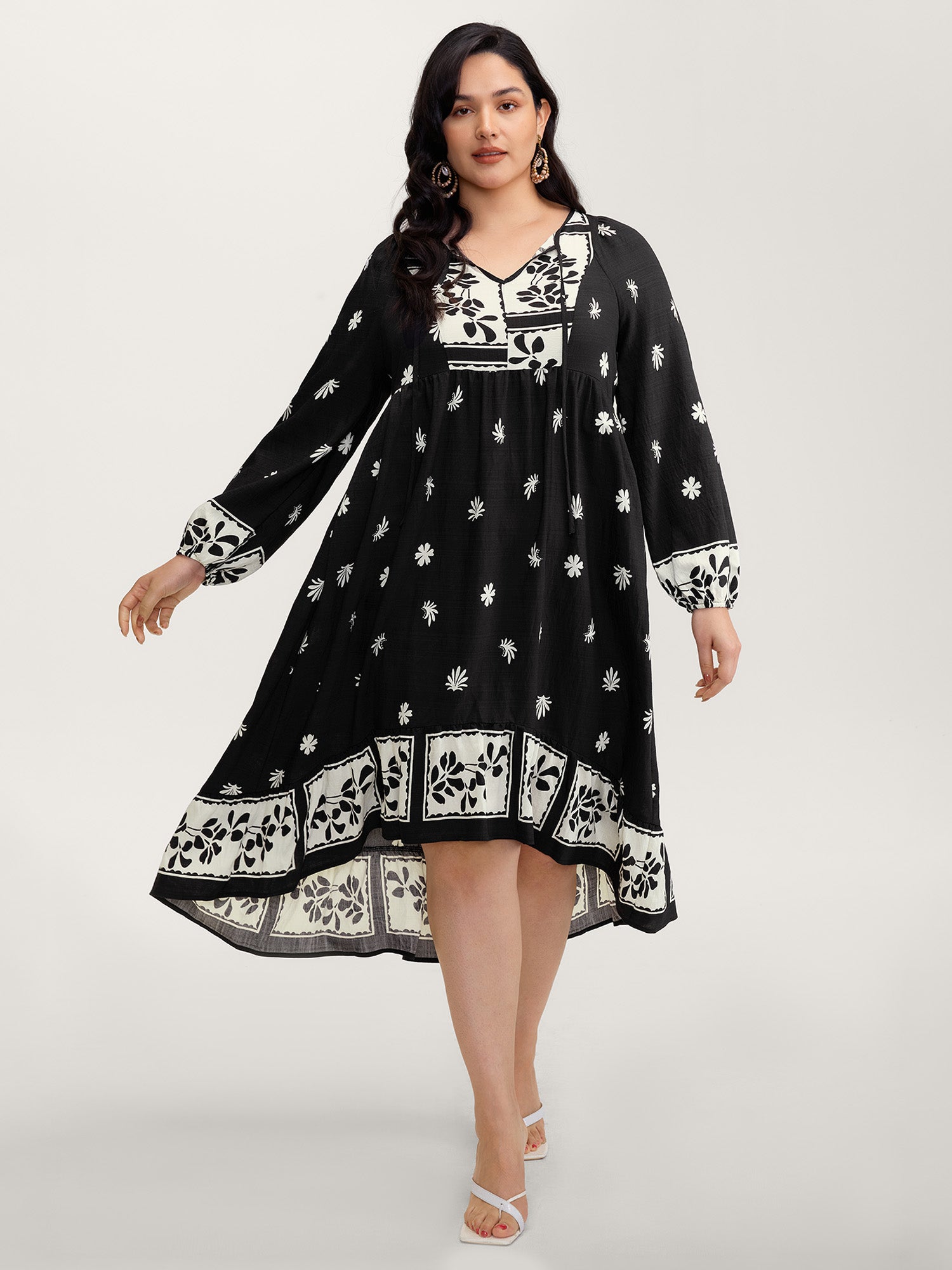 Floral Print Pockets A-Line Flowy Midi Dress